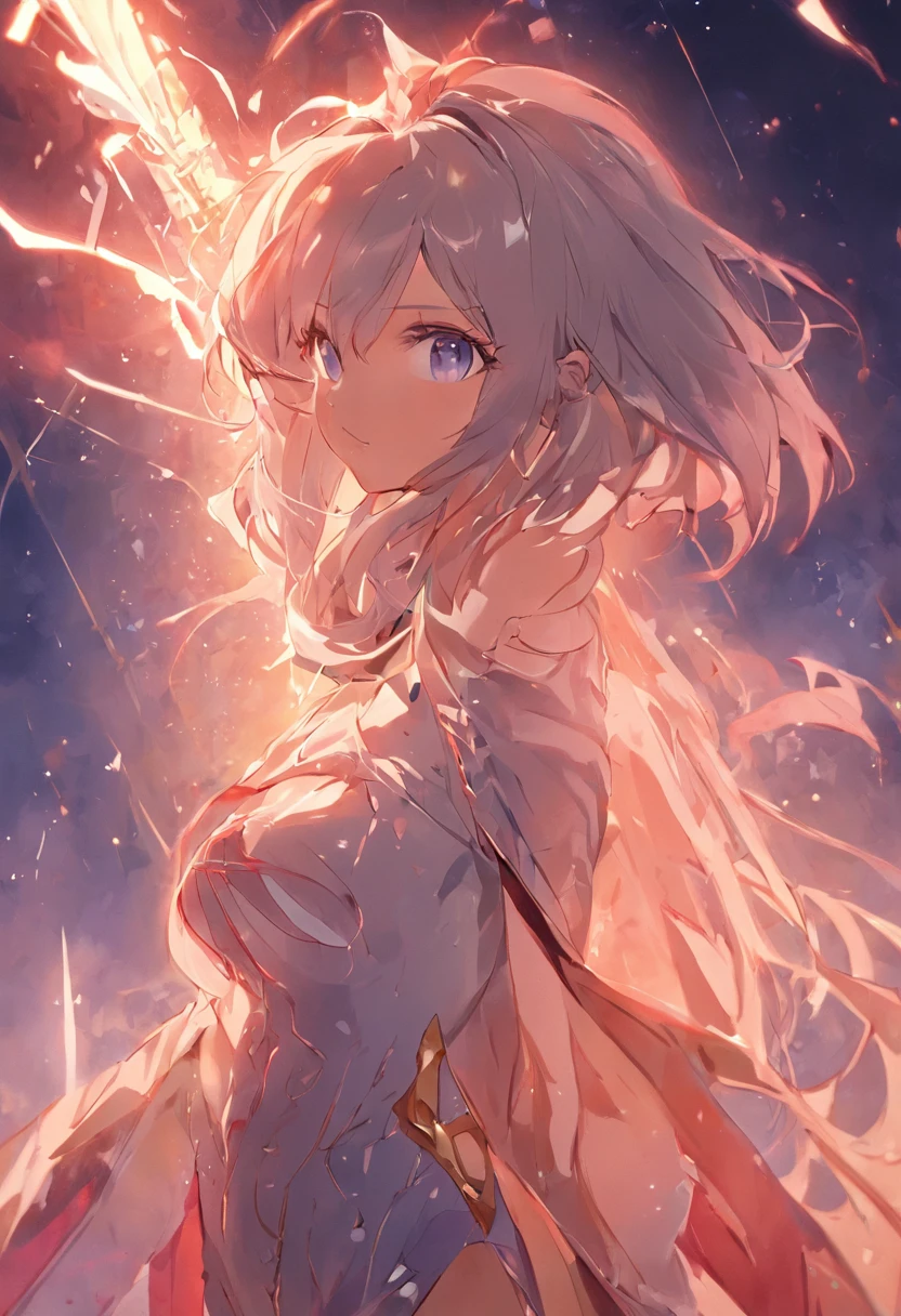 realistic illumination，top Quority，Resolution of 8K，tmasterpiece：1.3，Clear focus：1.2，1个Giant Breast Girl，delicated face，二重まぶた，largeeyes，Sexy expression，Perfect anatomical physique，Beautiful Women with Perfect Figure：1.6，Big breasted 1.7，long and dark brown hair，Bigchest：1.8，Armor，Long knives，magia，exteriors，during night：1.1，1080p，hyper HD，textureskin，super detailing，best qualtiy，high detal，high high quality