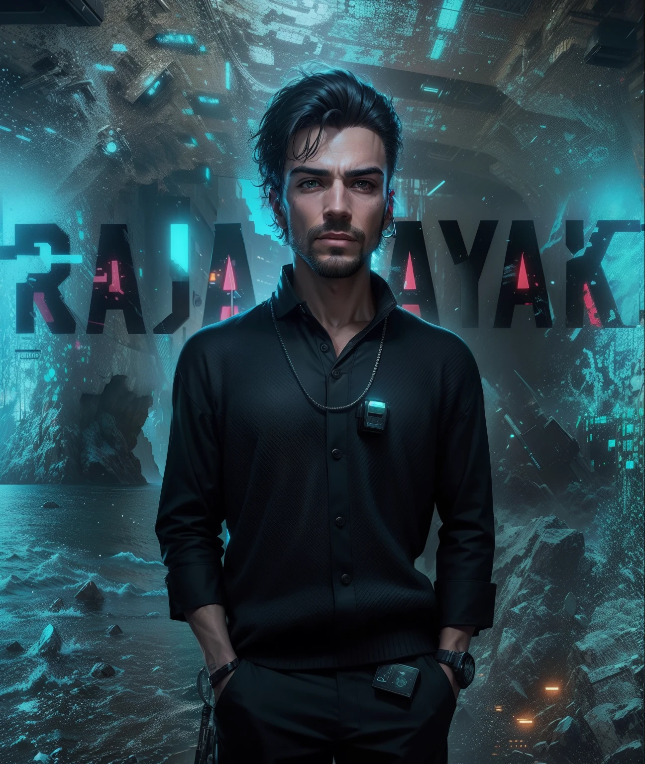 Change background cyberpunk handsome bay, realistic face, 8k, ultra realistic