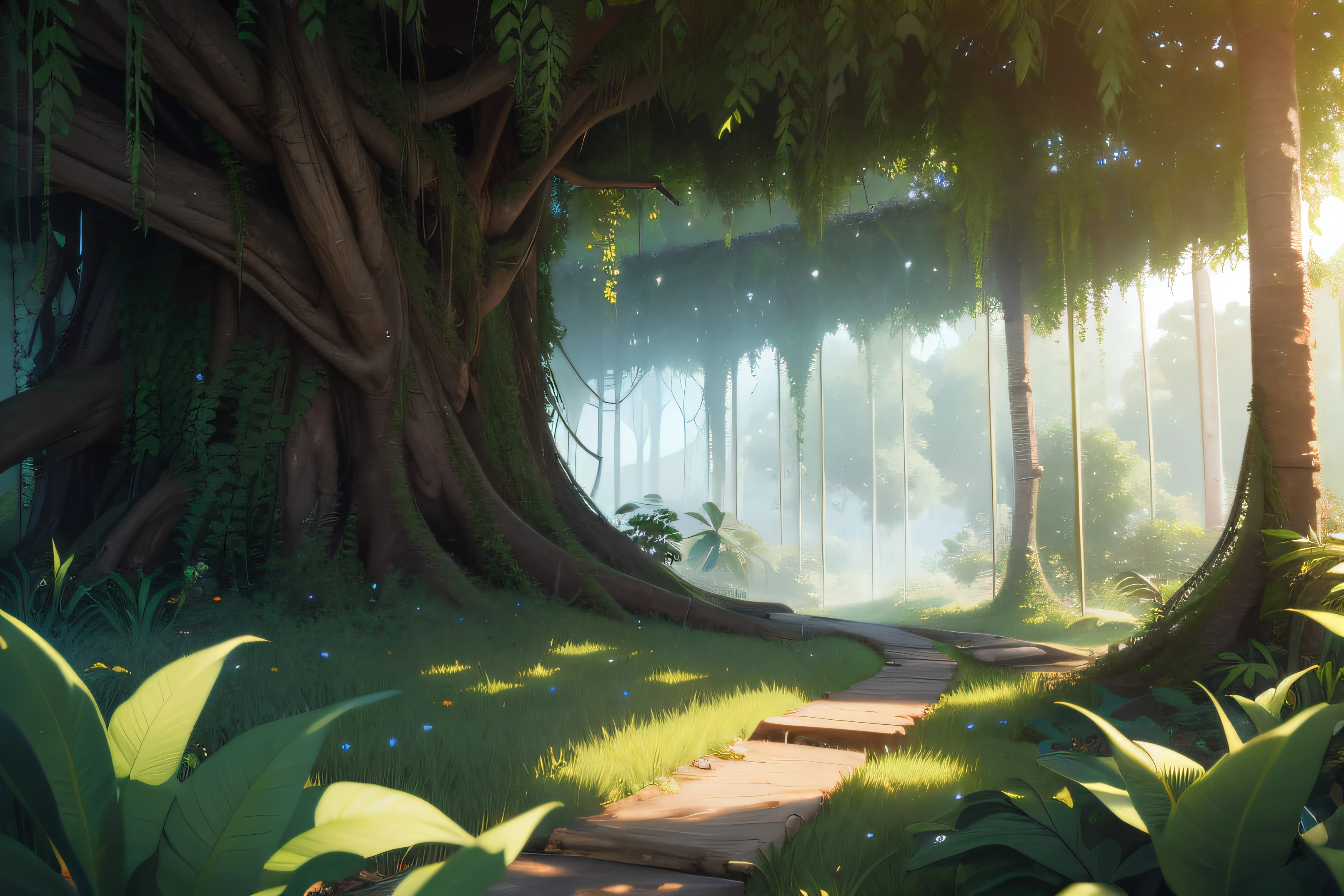 The dense jungle is particularly grassy