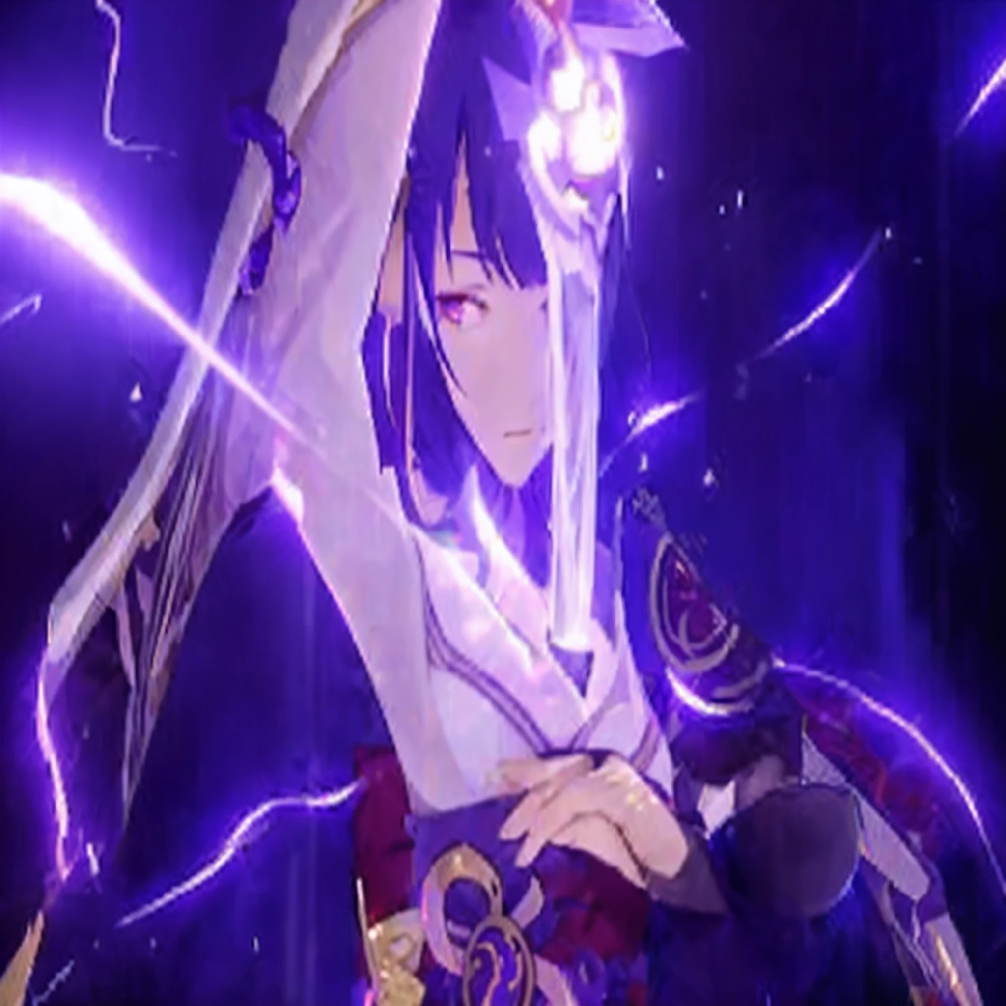Anime characters with swords in purple light,Lightning in the background, Ayaka Genshin impact, Keqing from Genshin Impact, Genshin, Genshin impact's character, Genshin Impact, ayaka game genshin impact, Genshin Impact style, zhongli from genshin impact, video game genshin impact, Avatar image, Also, shalltear bloodfallen