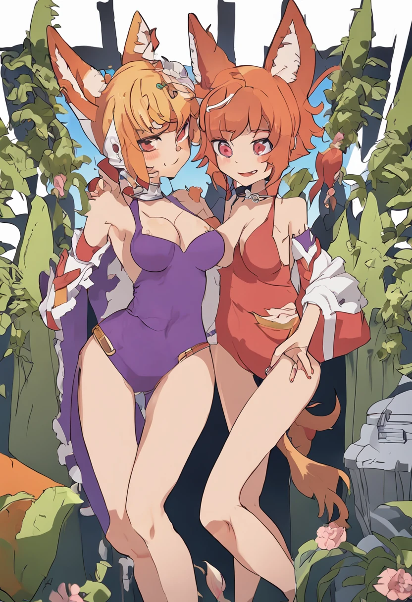 2 girls, yuri, kissing, one-piece swimsuit, anthro, fox tail, fox ear, masterpiece, toilet, cum everywhere