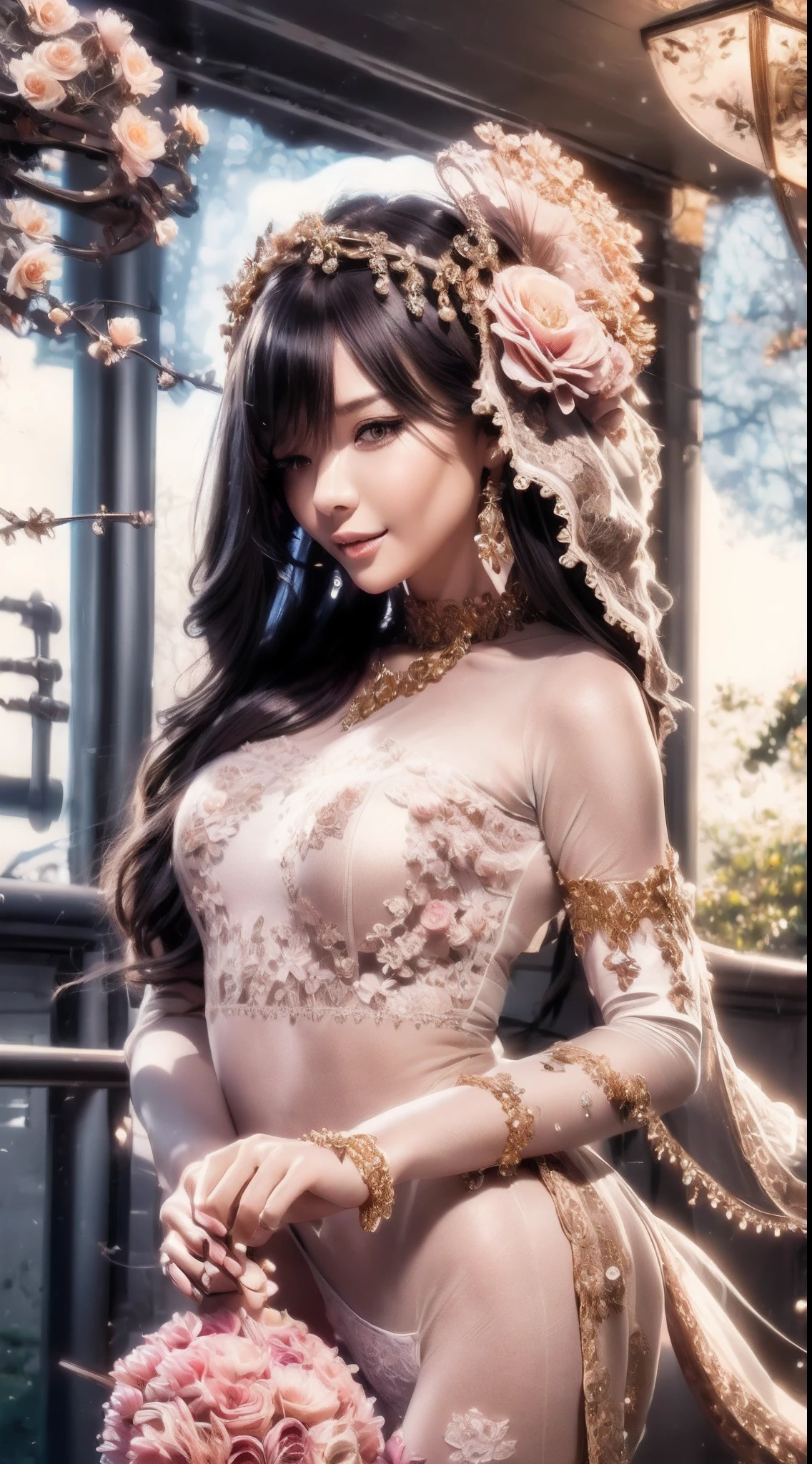 (Blonde 1。3 Lots of hair1。3 Delicate hair 1。2),(Big red eyes+gold-wire glasses:1.2+Intellectual beauty:1.1),"Crystal face lines sparkle on the forehead",femele,delicate depiction of skin,The gold-tone metal dragon headdress pattern is clear,Red apple in hand,Bronzed complexion, red flower patterned, It is clearly depicted。