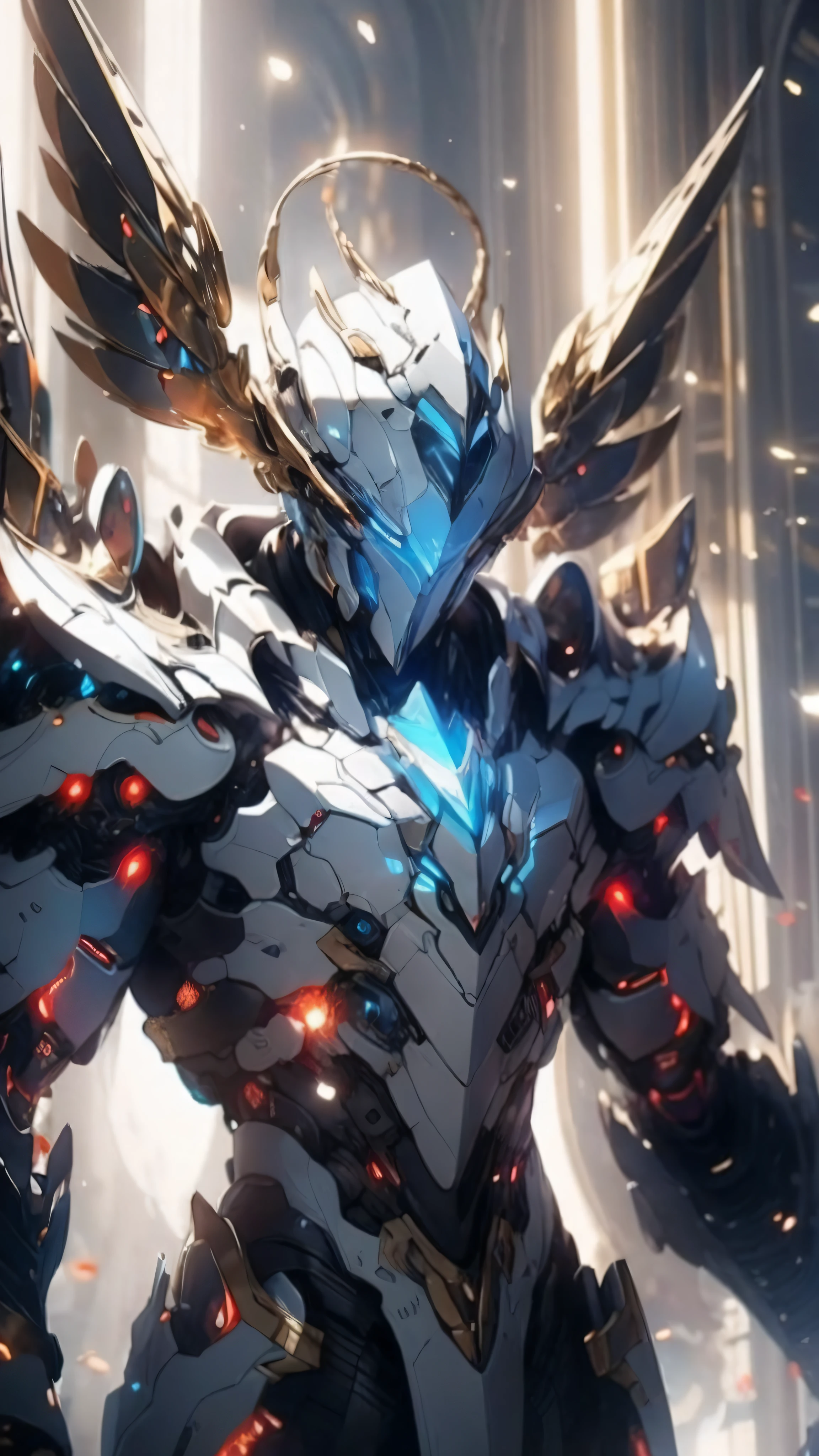 Cyborg angel king, epic, HDR, hyper-detailing, cinematic ligh