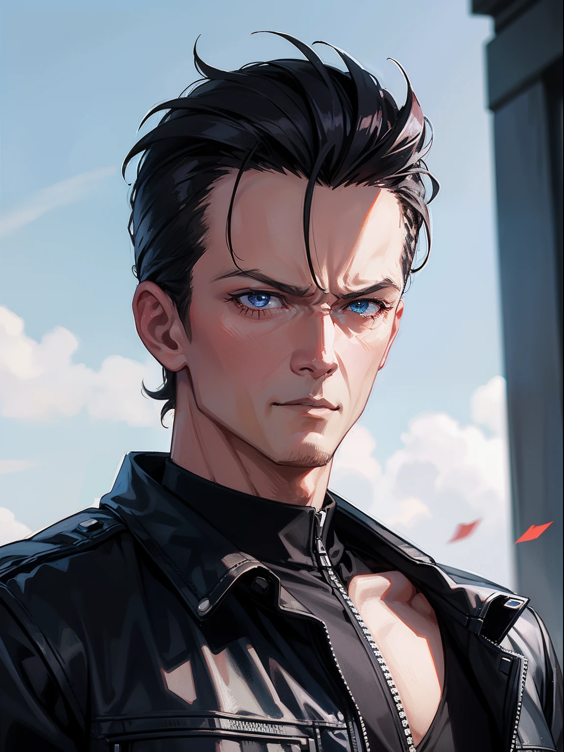 Robert patrick from movie "Terminator", anime style