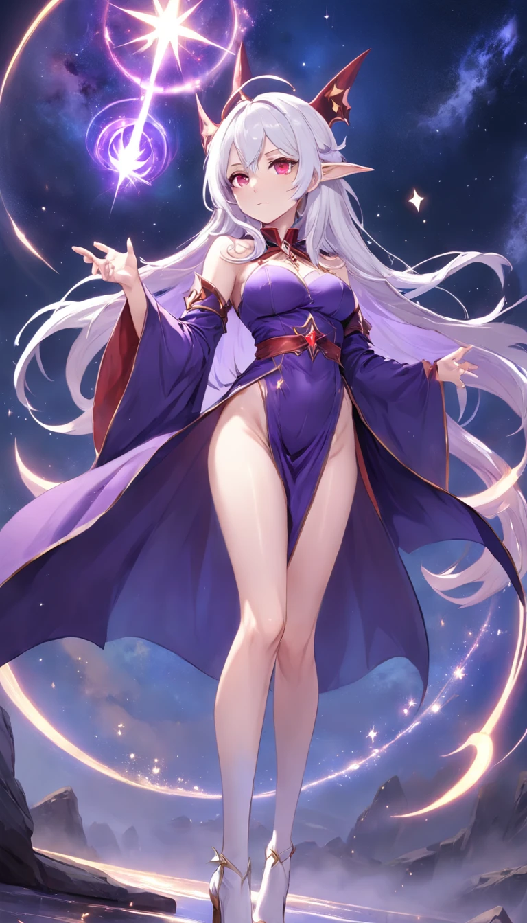 1girl, 18 year old female, Kama, Fate/Grand Order, anime style, ultra realistic, high detail, sexy pose, sexy, beautiful, exposed skin, slender, exposed breast, medium breast, nipples, nude, moon, stars, absurdres, high res, ultrasharp, 8K, UHD, retina, masterpiece, accurate, anatomically correct, perfect anatomy, textured skin, super detail, high details, high quality, award winning, best quality, high res, looking at viewer, detailed eyes, four fingers and one thumb per hand, perfect hands, perfect finger, two arms only, red eyes, full body, thigh band, no clothes