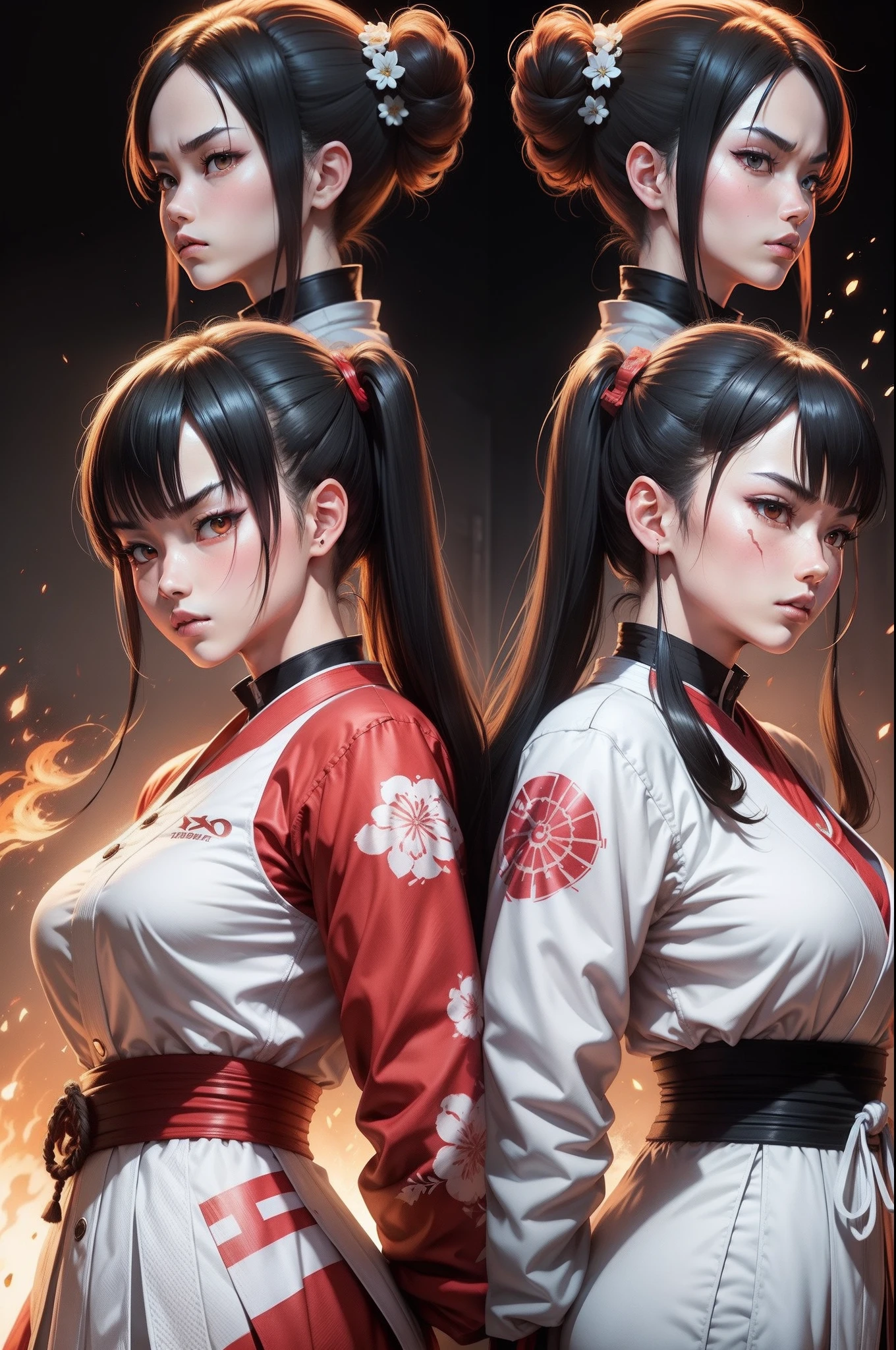 a character the manga tekken chinmi, front and back, white background