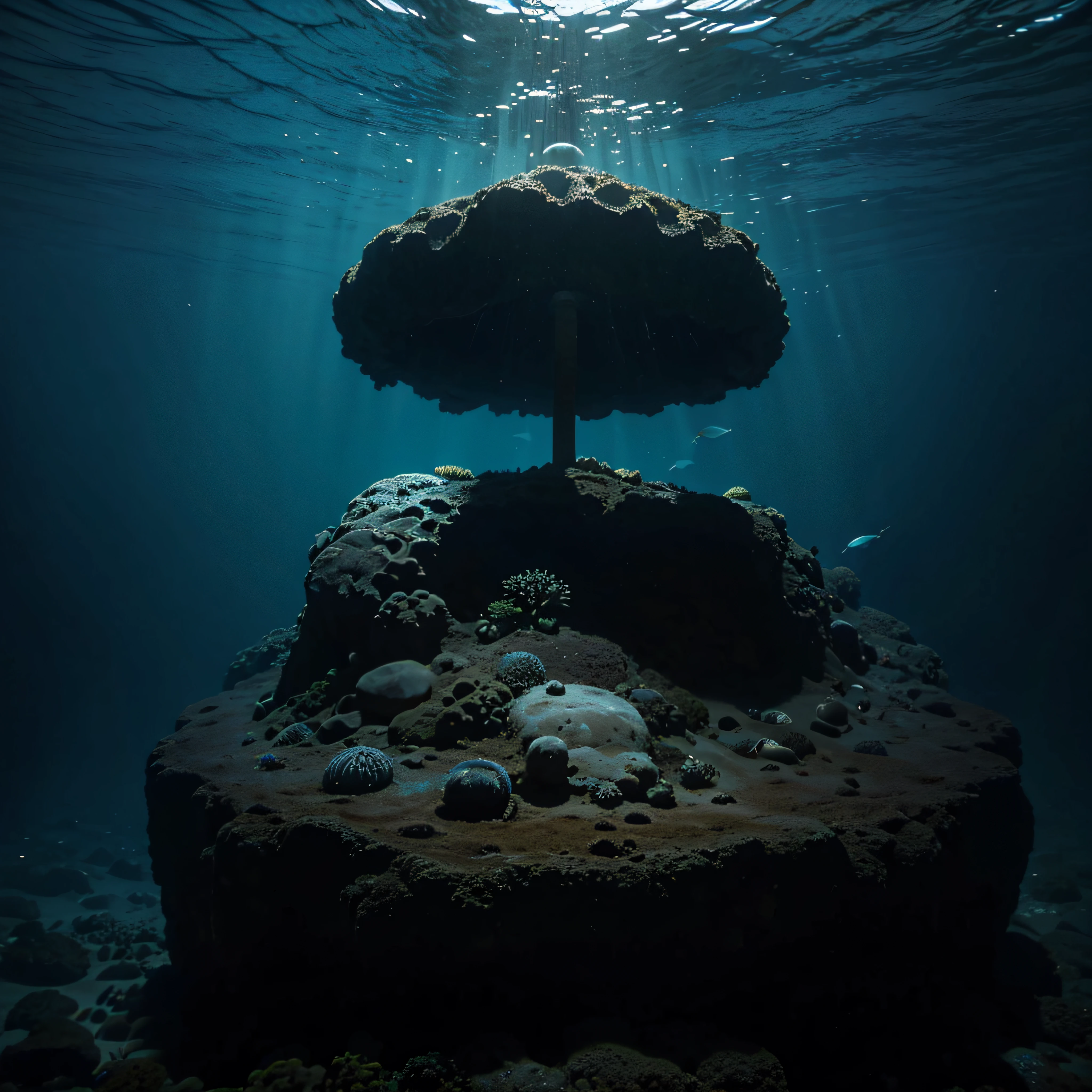 (extremadamente detallado, obra maestra, La mejor calidad, Under the Ocean), Estilo oscuro, volumetric illumination. textura de babosa, piel de caracol. manchas de tinta. Rococo composition.