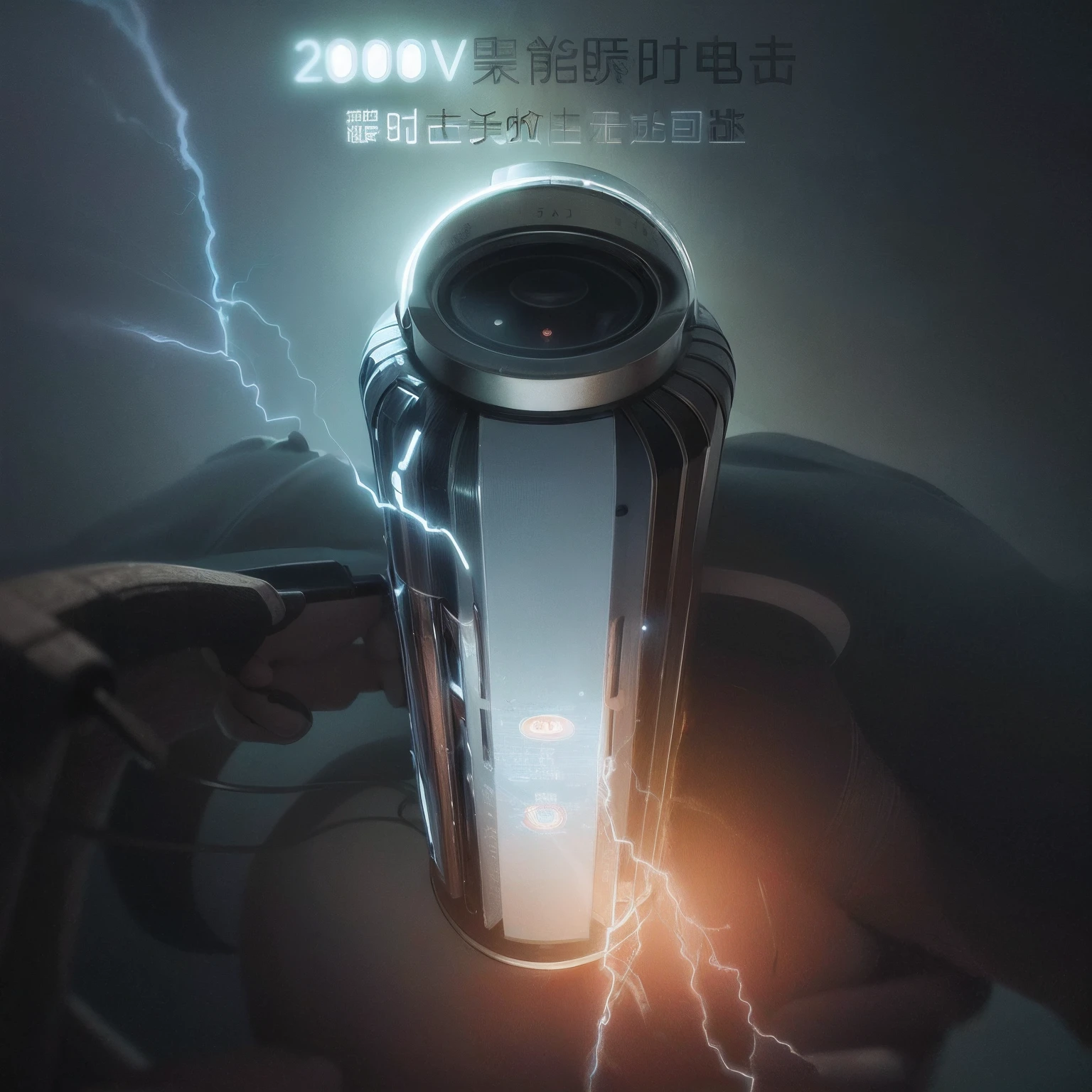 There is a picture of the phone with a lightning effect, product image, List image, Product photo, product - view, Cai Xukun, shenzhen, 240p, Supergianthugebreasts, lightning electricity coil, Wang Chen, 8k --height 768, product-view, Li Zixin, 2 0 2 0, 2020，futuristic product design, Product rendering，Hyper-realistic rendering，Divine sense top light，Cinematic lighting effects，Vray rendering，morningglow，high - tech，High-tech of the future，Extremely cool