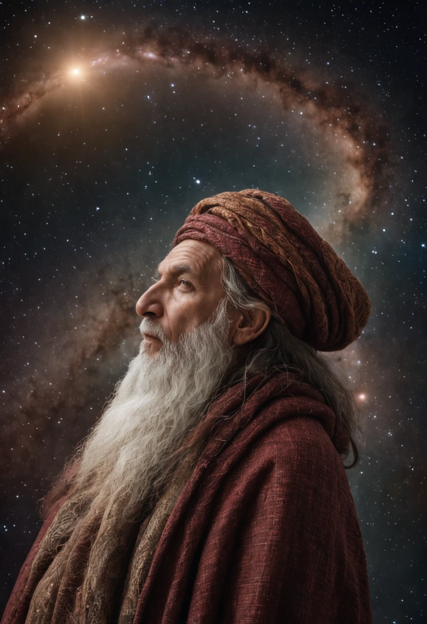 The wise man is watching, (The beginning of creation Beautiful), A wonderful and vast universe with many galaxies.