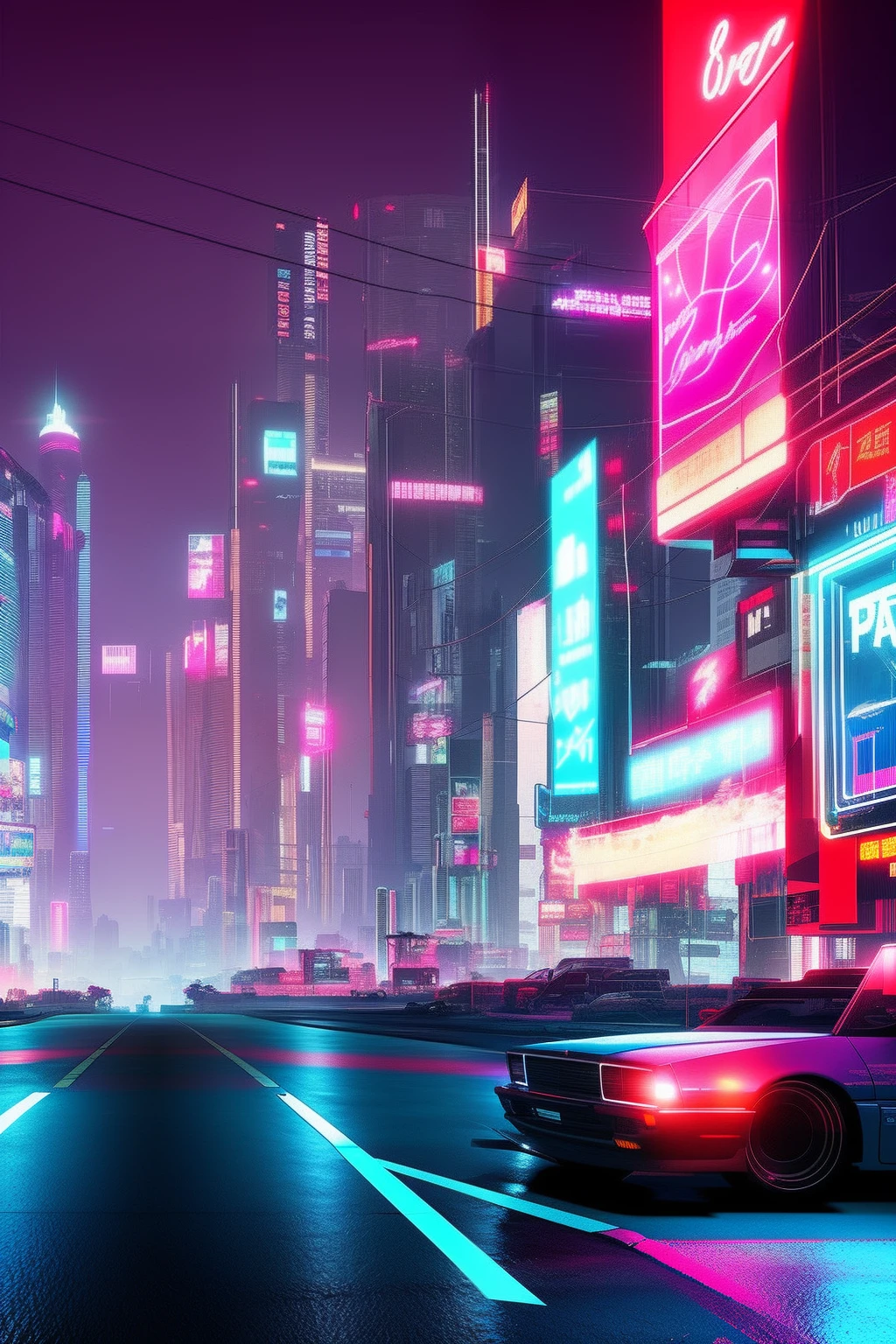 Cyberpunk style road