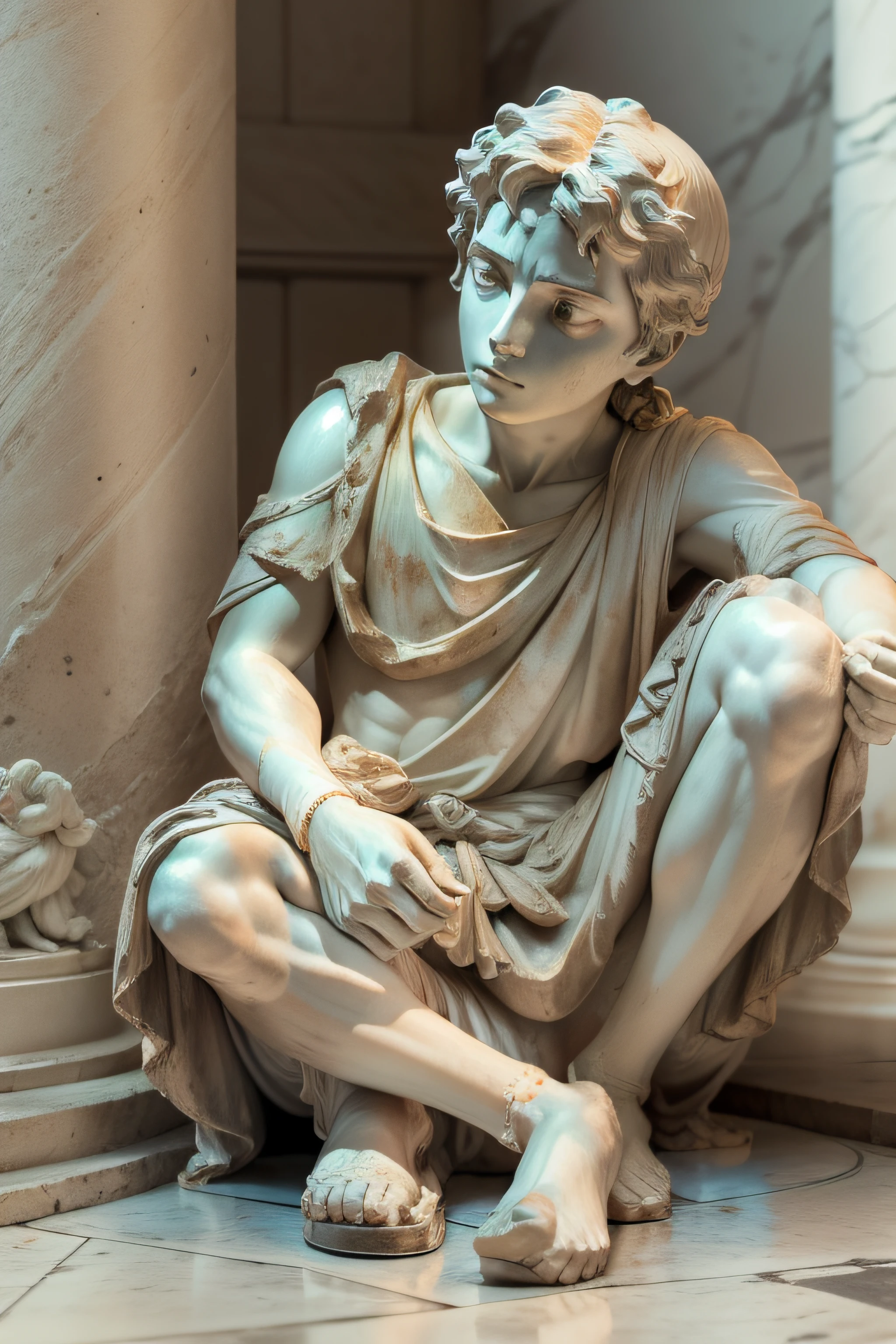 a statue in the style of Stoicism, but of a young child
