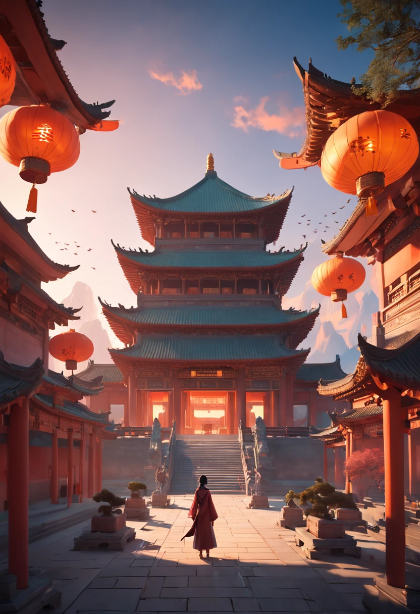 Huge and ancient city tower, the gate says Weihuifu, a moat is under the city tower, there is a bridge on the river, a moat in front of the gate, and many, many people in Hanfu are walking around