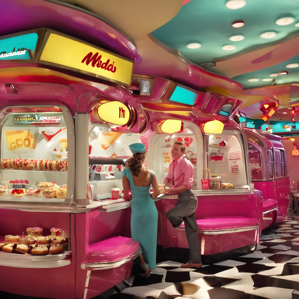 Mcdonalds Restaurant, Pin up frauen auf Rollschuhen