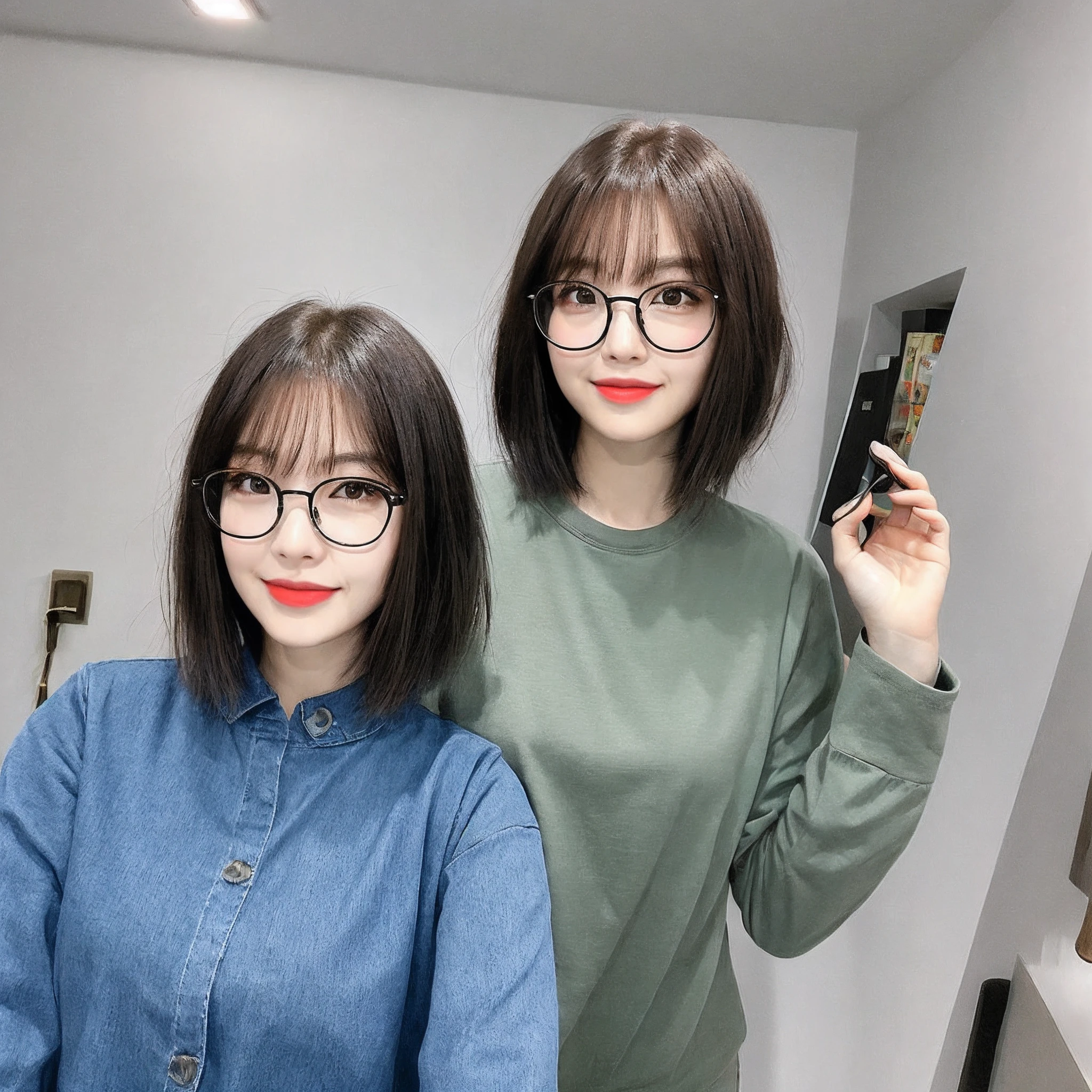 Half-short hair and glasses female boss