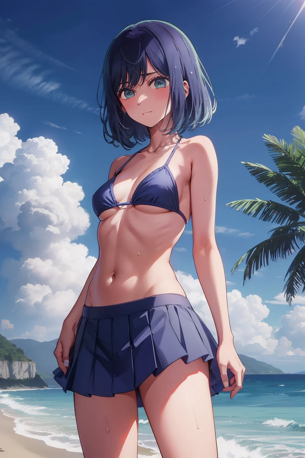 Akane Kurokawa,nackt,blaues Haar,nackt,hot,sexy,beautiful,Perfect Body,1girls,medium boobs,Meisterwerk,Perfektes Gesicht,ausdrucksstarkes Gesicht,nackt,strand,bikini top,no jacked,short skirt,only bikini top,young,not tall,small tighs,short,18 years old,beach,medium tits,small,lust,horny,wet,No Jacked,Sperm dripping from pussy