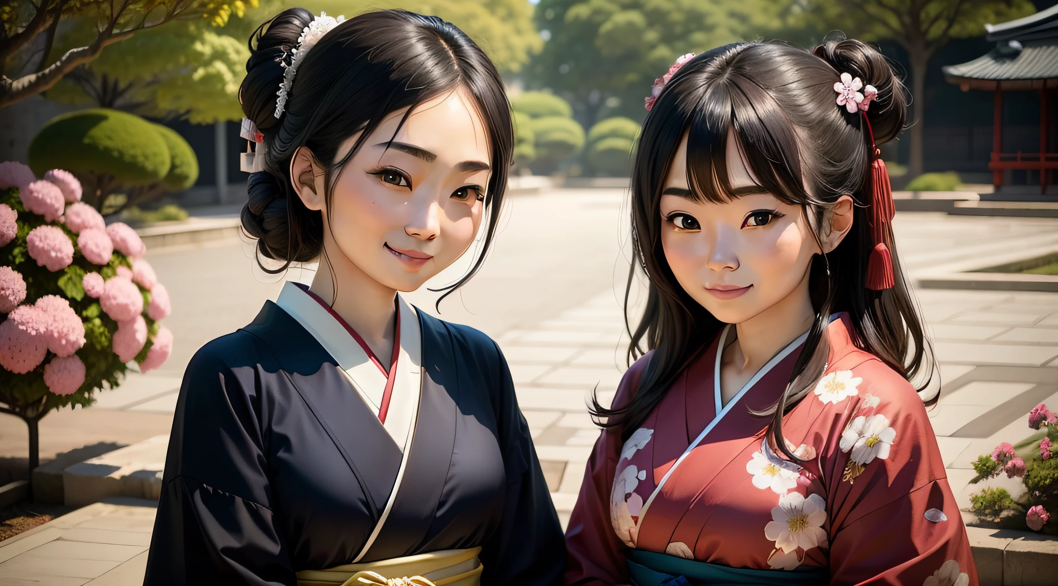 2 Japanese women looking at camera smiling