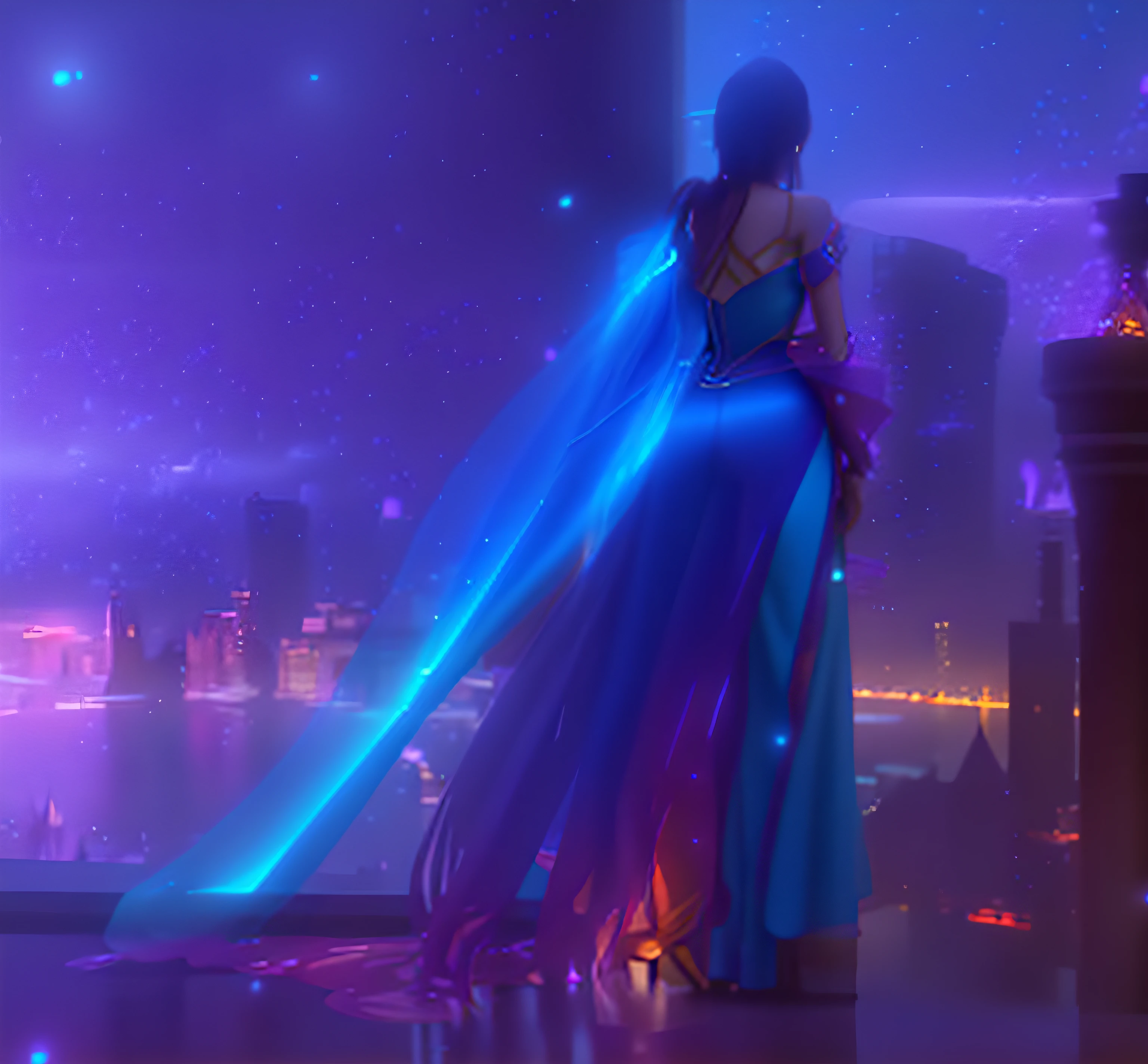 Anime girl standing on windowsill looking at the city at night, Beautiful and cinematic lighting, gorgeous cinematic lighting, beautiful cinematic light, concept art stunning atmosphere, fantasy style 8 k octane render, fantasy gorgeous lighting, (rendering by octane) Fantasy style, elegant cinematic fantasy art, Beautiful digital artwork, beautiful concept art, unreal engine rendered + A goddess, Stunning! concept-art