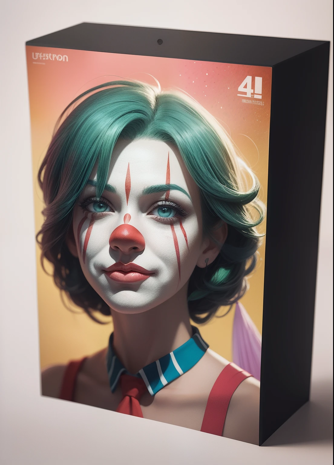 Detailed illustration facing evil clown,Magic, design de camisetas, Cor verde , Salpicos escuros, Escuro, garatuja, design de camisetas, no estilo do Studio Ghibli, cores tetradicas pastel, Arte vetorial 3D, bonito e peculiar, arte de fantasia, efeito aquarela, Bokeh, Adobe Illustrator, hand-drawn, pintura digital, poli baixo, soft lighting, bird's eye vision, isometric style, retro aesthetics, foco no personagem, 4K分辨率, Photorealistic rendering, usando o Cinema 4D