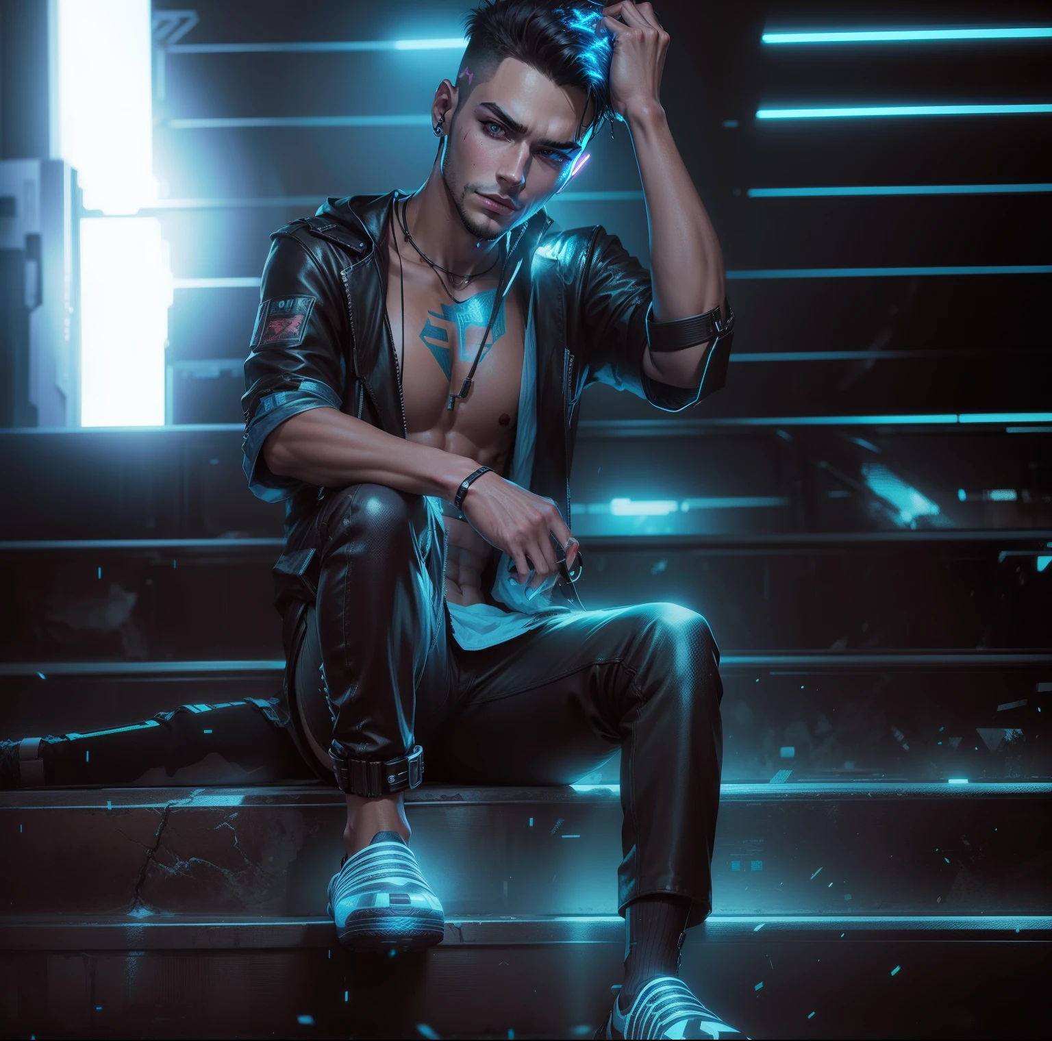 Change background cyberpunk handsome boy,realistic face,8k,ultra realistic,
