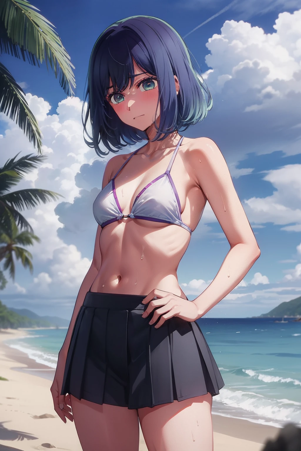 Akane Kurokawa,nackt,blaues Haar,nackt,hot,sexy,beautiful,Perfect Body,1girls,medium boobs,Meisterwerk,Perfektes Gesicht,ausdrucksstarkes Gesicht,nackt,strand,bikini top,no jacked,short skirt,only bikini top,young,not tall,small tighs,short,18 years old,beach,medium tits,small,lust,horny,wet,No Jacked,Sperm dripping from pussy,Full of lust , No jackeds,Very horny