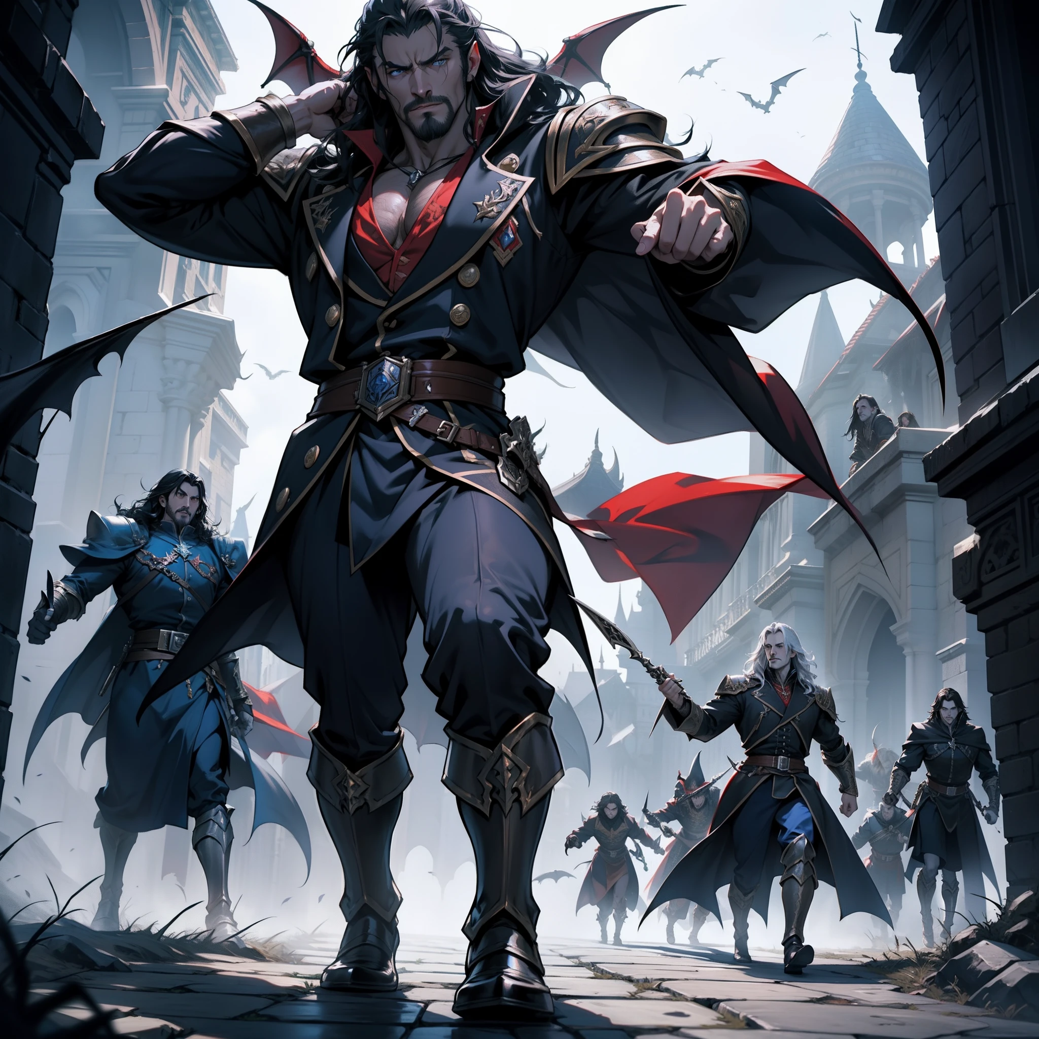 Castlevania Lord of the Shadows hyper realistic super detailed Dynamic poses of Lord Dracula leading troops armed with demons to the great battle Hyper realistic war super detailed sharp details cinematic scenes film film