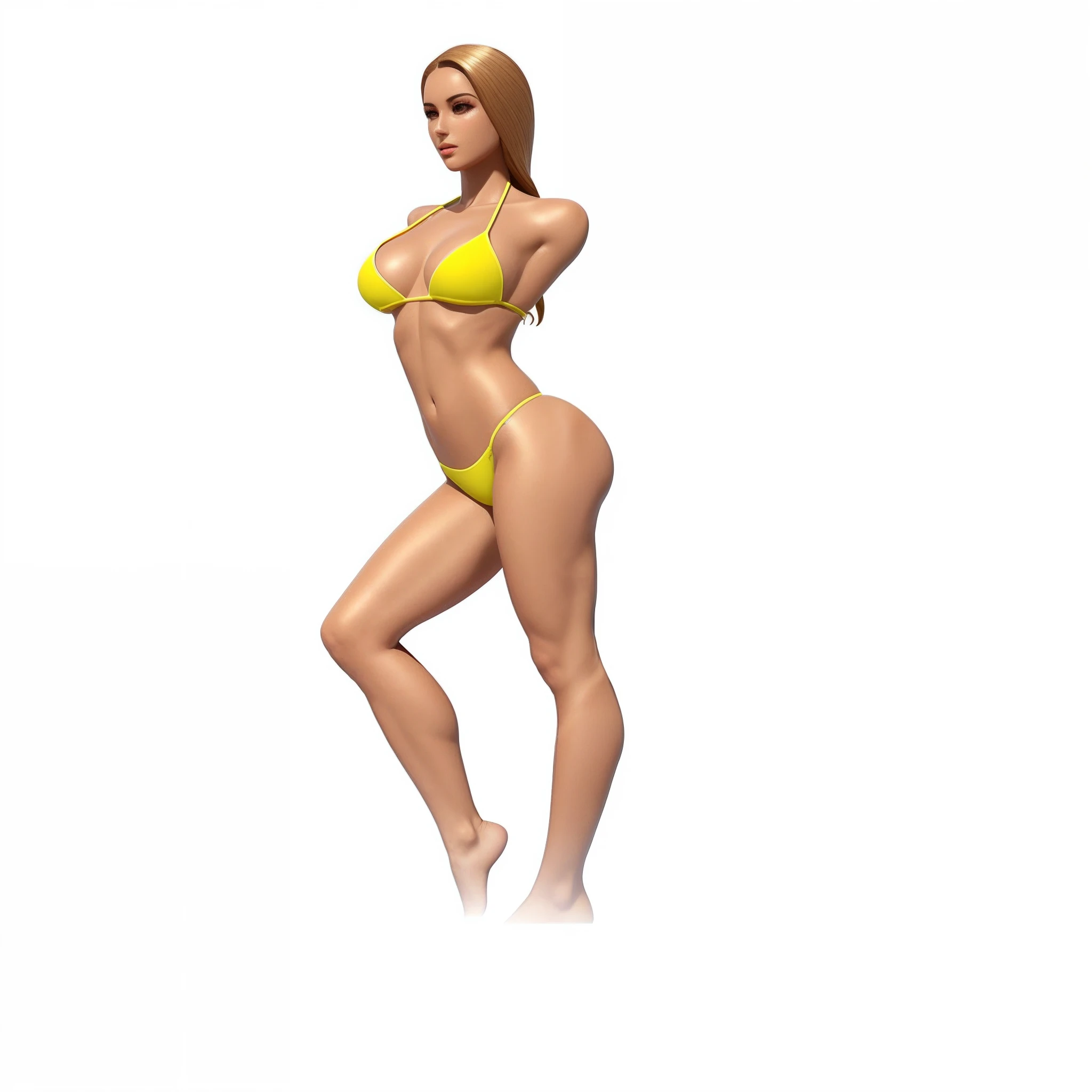 a close up of a woman in a bikini posing for a picture, 3 d render de um corpo feminino completo, corpo perfeito sombreado realista, corpo inteiro feminino, corpo perfeito fotorrealista, gold transparent bikini, Corpo Pinup, corpo inteiro feminino, corpo inteiro altamente detalhado, ethereal vaporous tan skin, figura magra feminina, corpo bonito da mulher, forma realista do corpo, Realistic bikini