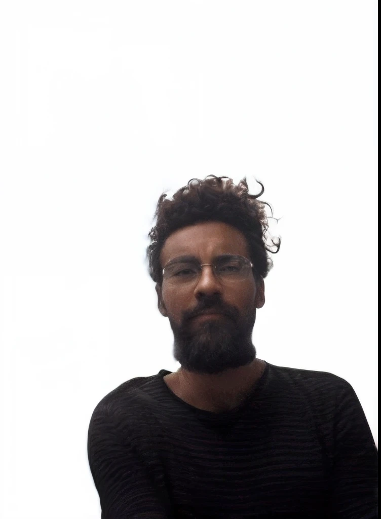 there is a mixed race man with dark ray-ban sunglasses, a beard and a black shirt,38 years old, 3 , 3 2 years old old), about 3 5 years old, standing a futuristic cityscape, dark blue skies with clouds and birds in the distance, flying cars, drones.