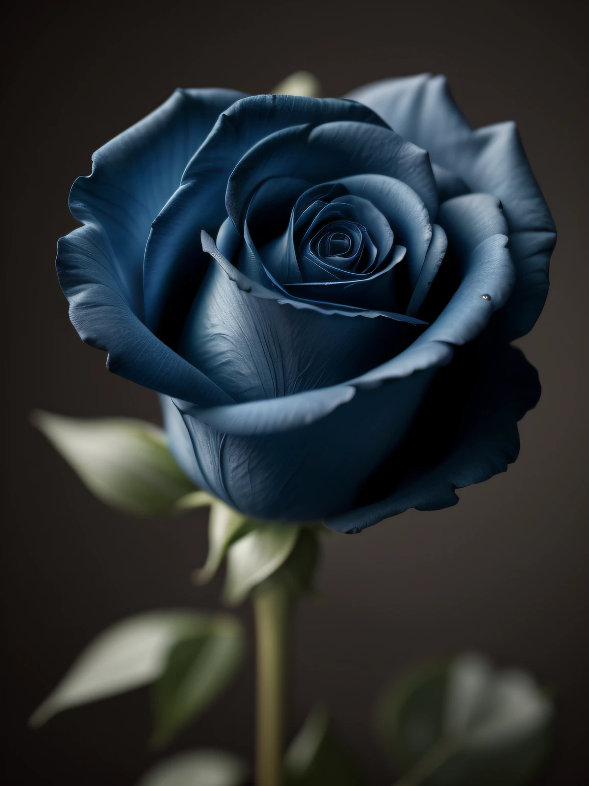 (Best Quality, 8k, 32k, Masterpiece, UHD:1.3), a blue rose with a black butterfly, rendered in a photorealistic style with sharp edges and a lonely atmosphere.
