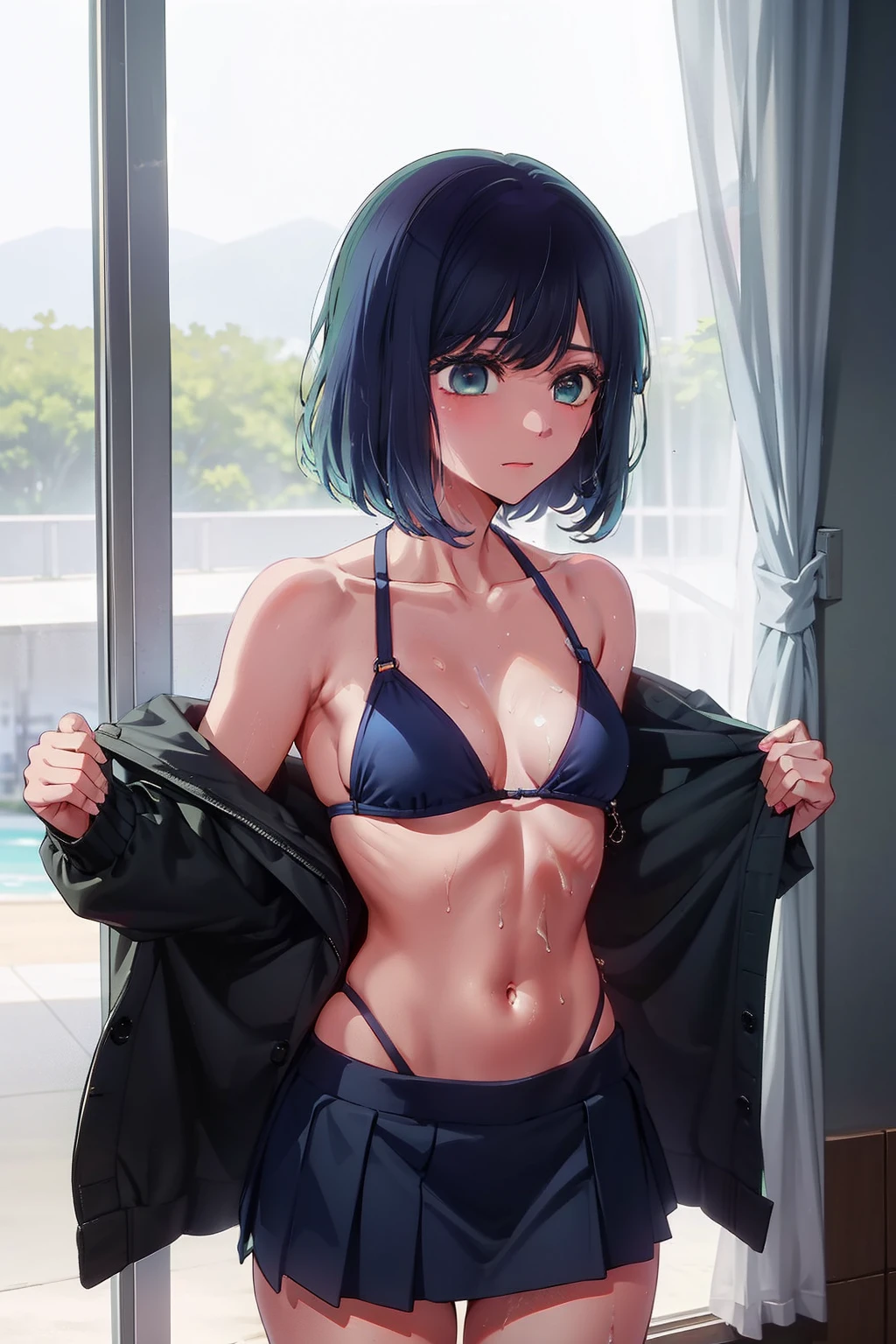 Akane Kurokawa,nackt,blaues Haar,nackt,hot,sexy,beautiful,Perfect Body,1girls,perfectboobs,Meisterwerk,Perfektes Gesicht,ausdrucksstarkes Gesicht,nackt,strand,bikini top,no jacked,short skirt,only bikini top,young,not tall,small tighs,short,18 years old,beach,perfect tits,small,lust,horny,wet,No Jacked,skinny,very horny,very lust full