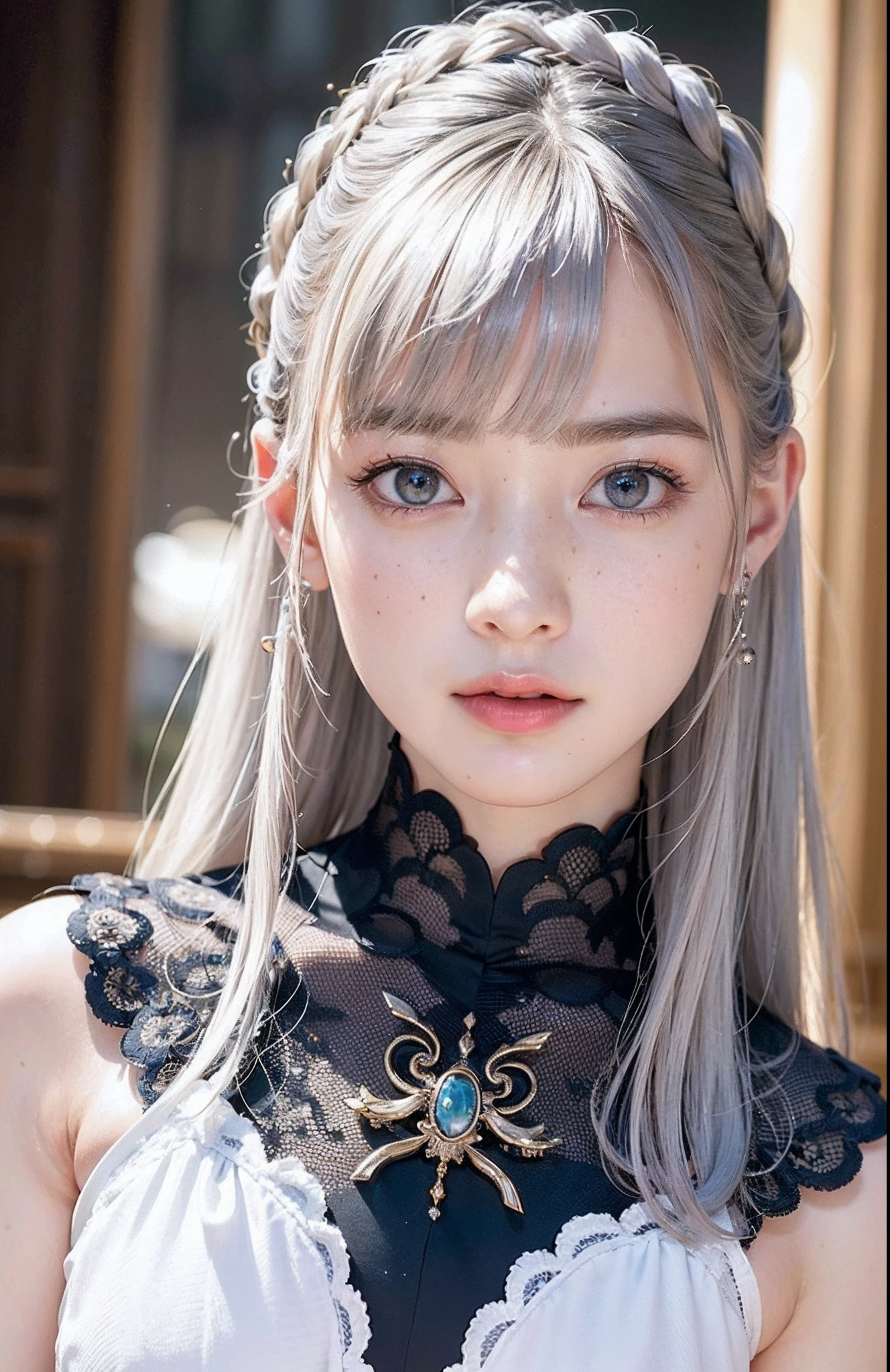 Beautiful shining eyes、Beautiful navel、Human skin type、Photorealistic Humans、Perfectly round pupils、The details of the iris of the pupil are very amazing、Fine and very thin freckles face、Silver-haired shortcut、Crisp cracks、Complex 3d rendering beautiful porcelain profile super detailed female android face、cyborgs、roboticparts、150 mm、beautiful studio soft light、Rim Lights、vibrant detail、luxuriouscyberpunk、Ren Hao、surrealistic、Anatomical、face muscles、cable electric wires、microchips、elegent、beatiful backgrounds、octan render、HR Giger Style、8k、top-quality、masterpiece、illustratio、extremely delicate and beautiful、 extremely details CG、Unity、wall-paper、(realisitic、Photorealsitic:1.37)、astonishing、finely detail、masterpiece、best qualtiy、Official Art、the Extremely Detailed CG Unity 8K Wallpapers、absurderes、incredibly absurdness、机器人、Silver Halmet、full bodyesbian、sitting on、(NSFW:1.1)