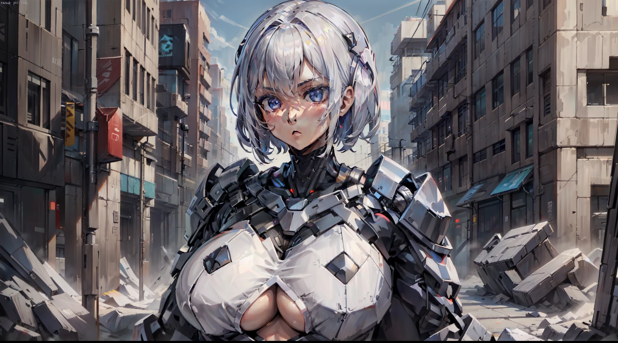 {{{{ masterpiece }}}},{{{{ 4K }}}},{{{{ badass anime 8 k }}}}, {{{{{{{{ short hair }}}}}}}}, {{{{{{{{ white hair }}}}}}}}, {{{{{{{{ big boobs }}}}}}}}, {{{{{{{{ black shirt oversize }}}}}}}}, beanie cyberpunk