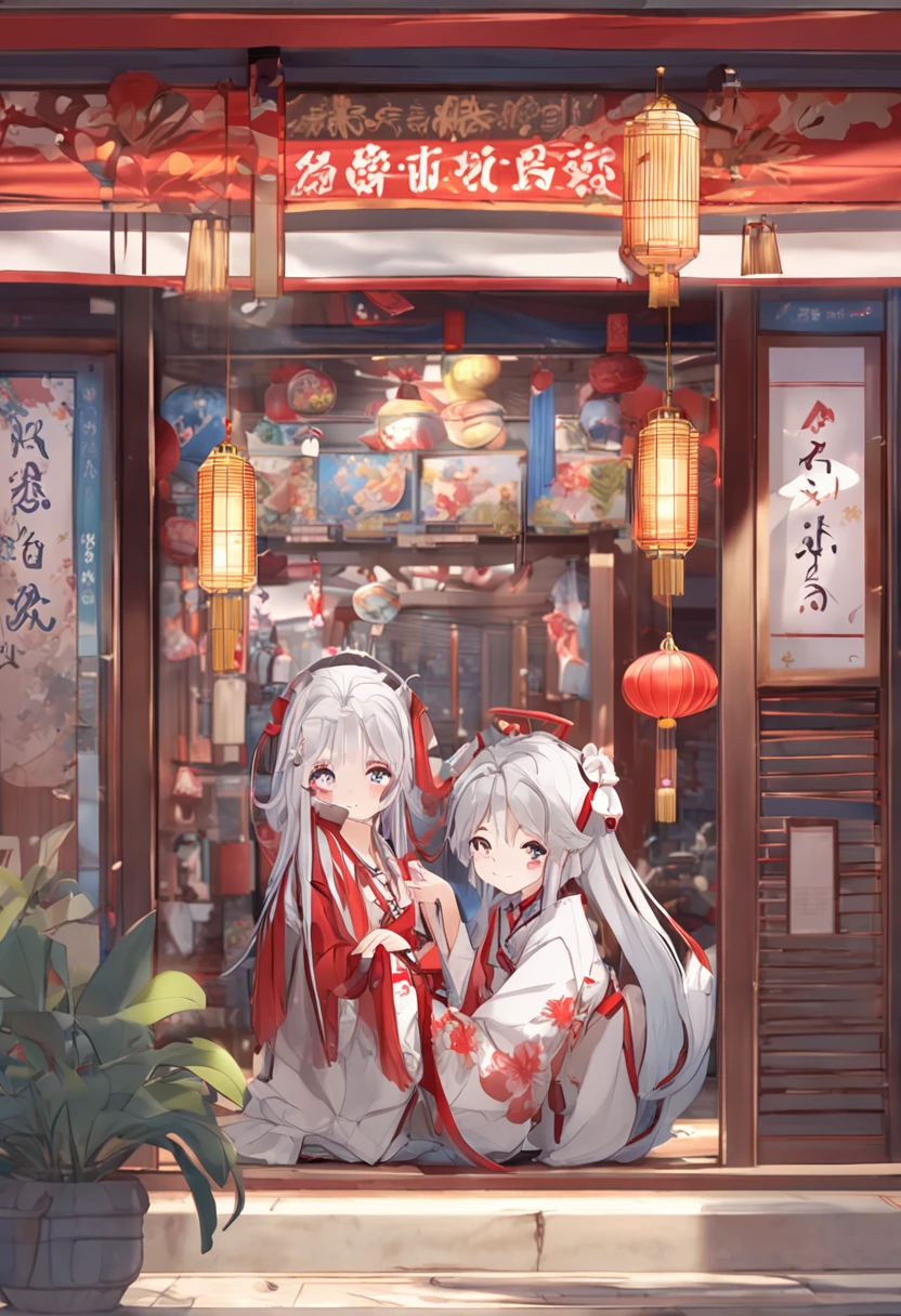 Anime characters in shop windows with oriental decorations, 《azur lane》role, A scene from the《azur lane》videogame, onmyoji, Kantai collection style, krenz cushart and wenjun lin, trending on cgstation, Official artwork, trending on artstation pixiv, azur lane style, An anime cover, Onmyoji detailed art