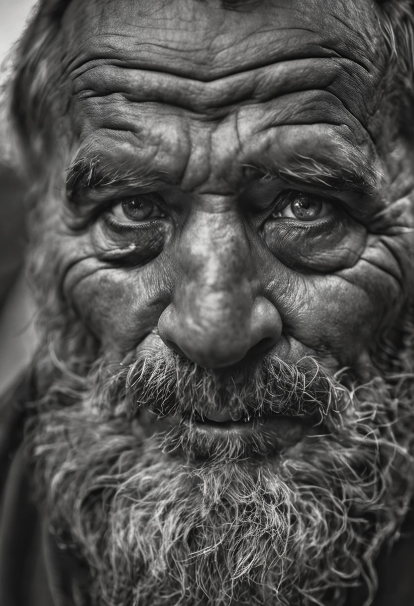 A portrait of a wizard, bearded, wrinkled, weathered, with piercing eyes, detailed face, high details, photography, dark studio, rim light, Nikon D850, 50mm, f/1.4