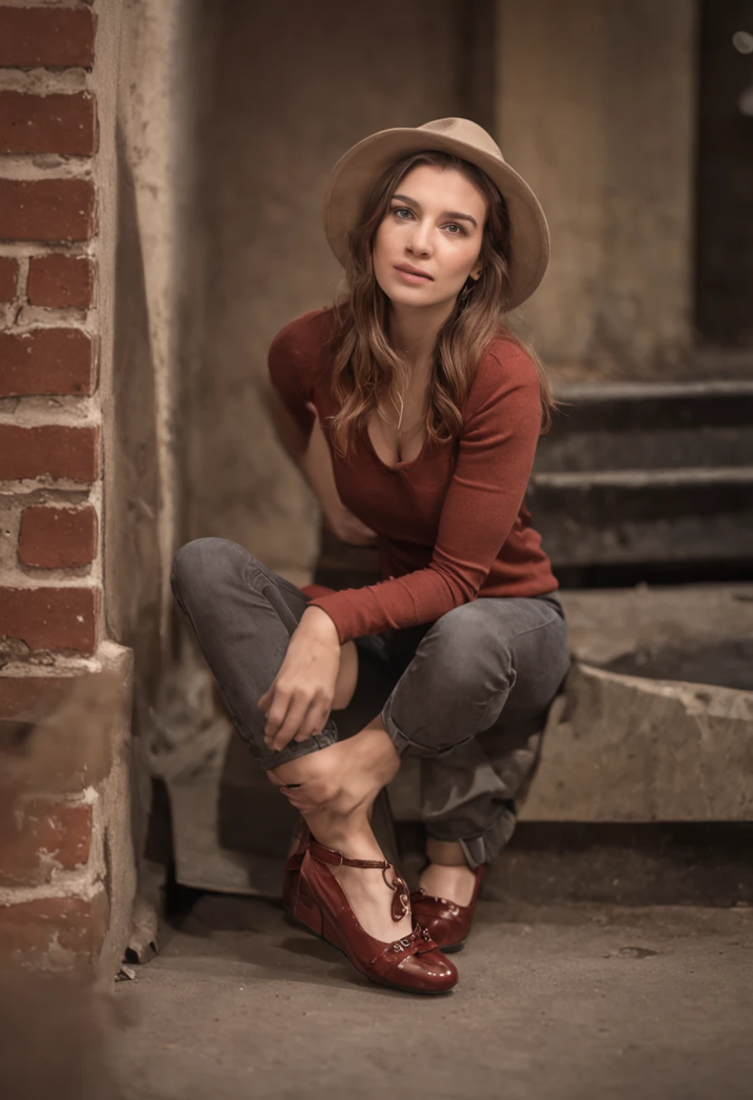 mulher chorando em uma loja de sapatos, sendo perseguido pelo fred krueger , Realistic photo, luz indireta