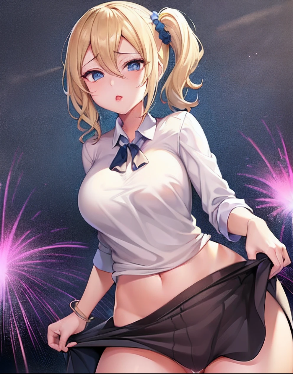 Open crotch Ai Hayasaka excited Open the crotch and put it in. I'm Be undress Sex with Kaguya head-on MCharacter opening leg Stick out the tongue Heavy dripping from the tongue Pee splashes in this direction from the crotch My body can't leave the screen a blond Show your whole body I don't wear underwear. I can't even wear a bra to stand There is a blue scrunchie on the right. Hair is short Hair hanging from scrunchies A lot of love juice comes out from