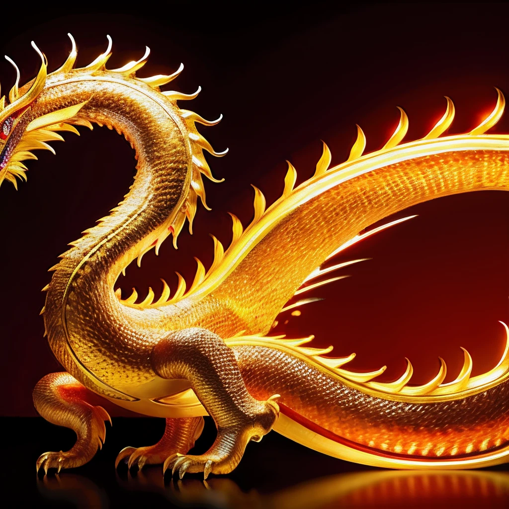Below is a set of descriptive tips for Chinese dragons:
scutes:The scales of the Chinese dragon cover the whole body,Like hard armor,Each piece shines with a metallic sheen。The scales are dark green,The edges are golden,It adds a mysterious touch to the dragon's body。
The eye:The Chinese dragon's eyes are big and bright,Shining with wisdom。The eyeballs are crimson,Zhou Zhou around Phnom Penh,It was as if there was a flame burning。
banya:The horns of the Chinese dragon are long and curved,Like pine trees on the mountain,It shows majestic beauty。The color of the horns is similar to the color of the scales,The apex is saber-toothed。
Toenails:The claws of the Chinese dragon are large and powerful,Shaped like an eagle's claw,Strong grip。The color of the claws is similar to the scales,Golden-green lines flow on it。
coda:Chinese dragons have a long time, Powerful tail,Form a graceful curve with the body。The tail has a tuft of emerald green caudal fins at the end,Fluttering like a peacock's feathers。
Wings:Chinese dragons have huge wings,Each feather has a deep golden sheen,When the wings are spread,As if it could cover the sky。
火焰:The body of the Chinese dragon contains mysterious firepower,This power is embodied in the dragon's breath,A series of fiery flames is formed,Symbolizes the majesty and power of the dragon。