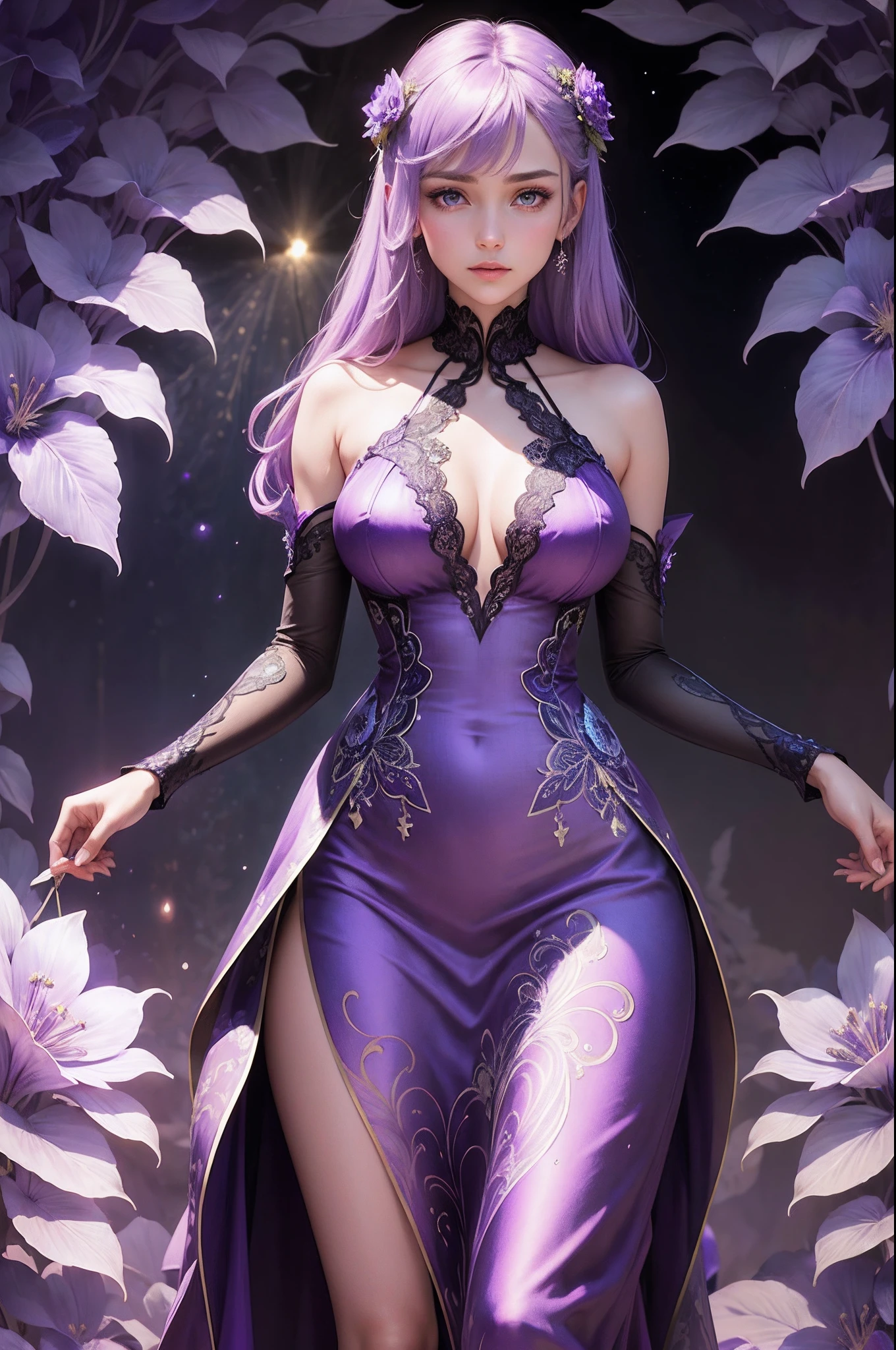Look Into The violet moon,radium,summer dress(In Silk Iridescent Texture ) , Intricate, Highly Detailed ,Best Quality, Hyperdetailed, Ultradefinited Detail, Ultrasharp, bright Colors And Ink Splatter, Golden Foil Detail, Ultrasharp, Art Nouveau( Ultradefinited Detail), blueshift