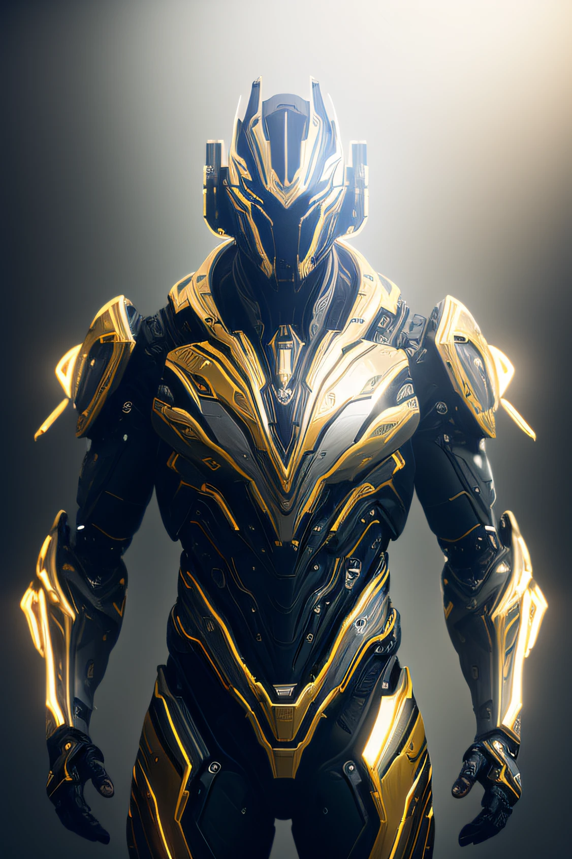 best quality, cgunity, 8k, raw photo of (beautiful:1.2) cyborg man, warframe style, black gold, ultra detailed, ambient light, volumetric lighting, realistic, realistic lighting, cinematic lighting, depth of field, sharp focus, dynamic pose, face focus, looking at viewer, (high contrast:1.2), (film grain)