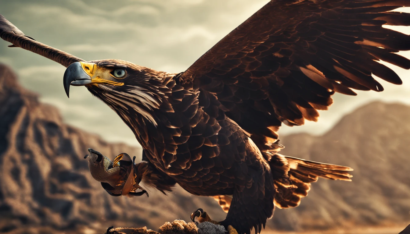 an eagle attacking a snake, a cobra esta com a boca aberta