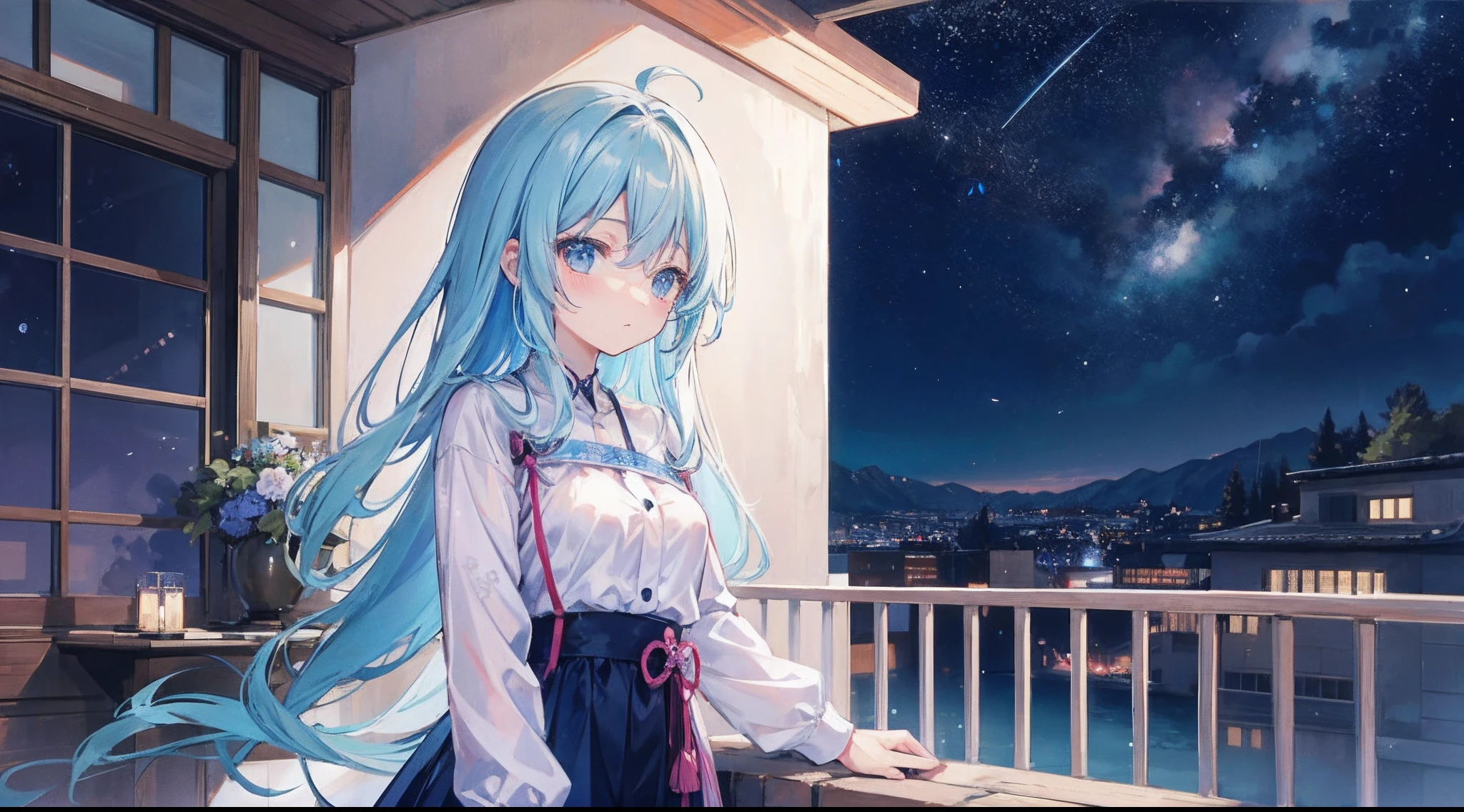 Shishiro Botan ch on Balcony look at the starry sky