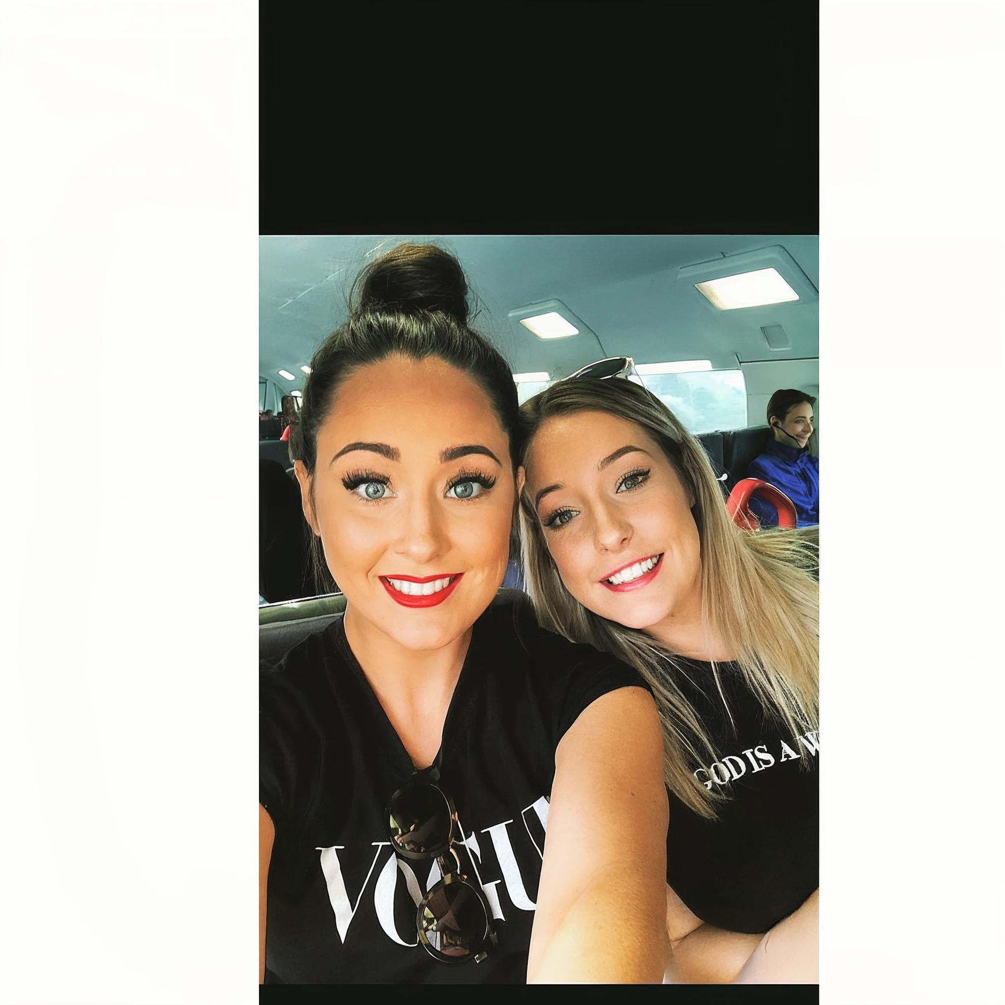 there are two women that are posing for a picture together, snapchat photo, both smiling for the camera, profile pic, both have red lips, instagram picture, instagram story, photo taken in 2018, irish youtuber, they are close to each other, 📷 mungojerrie and rumpleteazer, vacation photo, instagram post, very silly looking