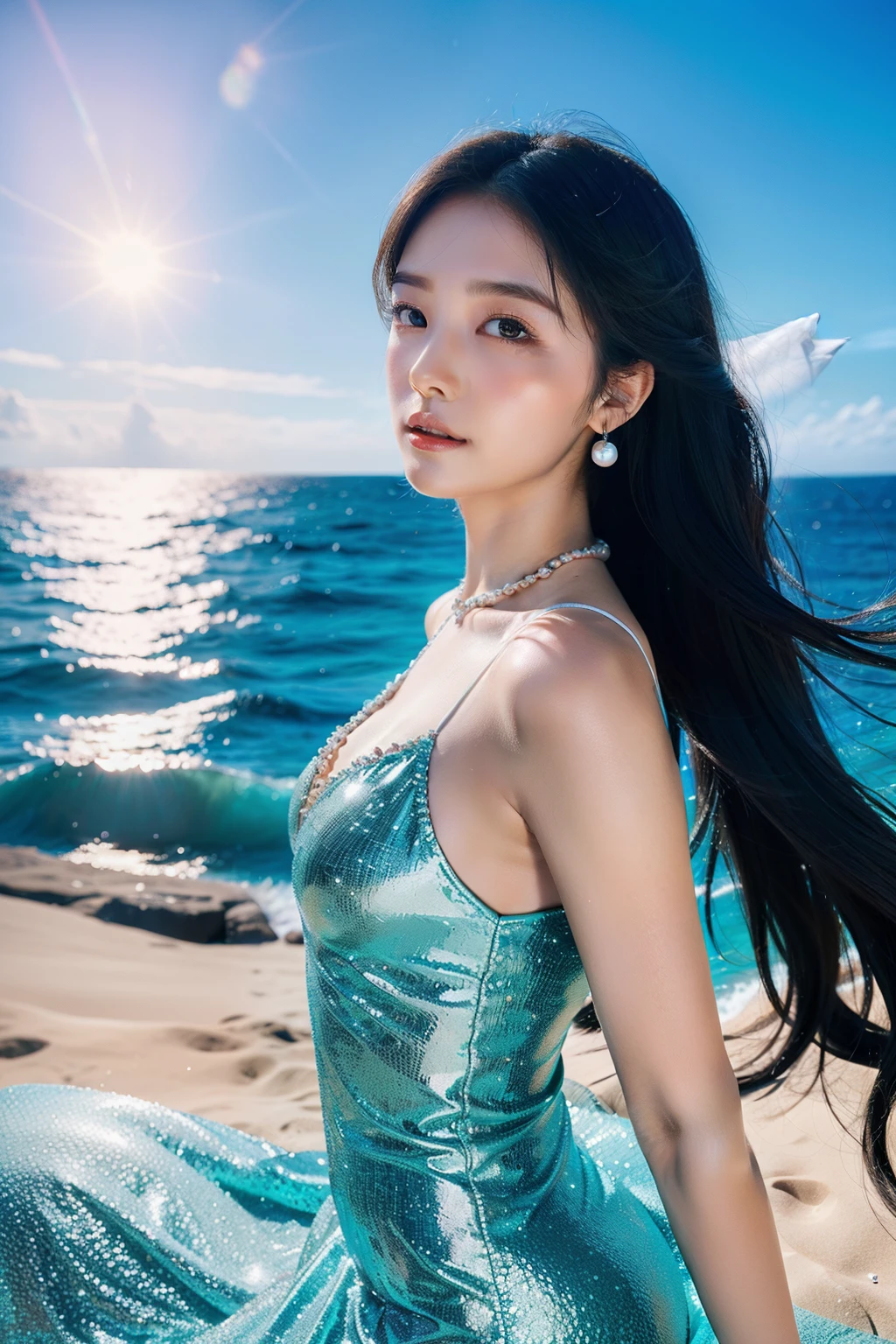 ((8k,High resolution))((Very detailed faces))(Very detailed physical characteristics)
The mermaid riding the whale is an amazing spectacle。Her environment is a vast ocean,Ripples ripple on the turquoise water,The sun's rays shine on the sea,Illuminated everything around her。
The appearance of the mermaid is so charming,Every detail of her body shows unparalleled beauty。She has silky skin,Pearl-like luster,Transparent sea water glided over her,As if adding brilliance to her。
Her long hair flowed like a waterfall,It presents a rich and shiny blue,With the sea breeze blowing,Dancing gently。Under the sun,Her hair shimmered subtly,Splendor like a jewel。
Her eyes were as deep as the ocean,It appears bright blue,The eyes reveal a purity and tenderness。Whether it's looking up at the stars or gazing at the sea,Her eyes always had a mysterious glitte。
The details of the mermaid's clothing are equally stunning。She wore a gorgeous and light dress,Made from corals and shells from the ocean。The dress is fluffy and soft,It is encrusted with shimmering pearls and precious stones,Each one exudes a fascinating light。
She wears delicate jewelry on her wrists and ankles,Shimmering with the colors of the ocean。Under the sun,These jewels give off a colorful glow,It adds a mysterious and gorgeous temperament to her。
A mermaid riding on a whale,Every gesture shows unparalleled beauty。Her environment、appearance、The makeup and details of the dress highlight her unique charm,Enchanted by her beauty。