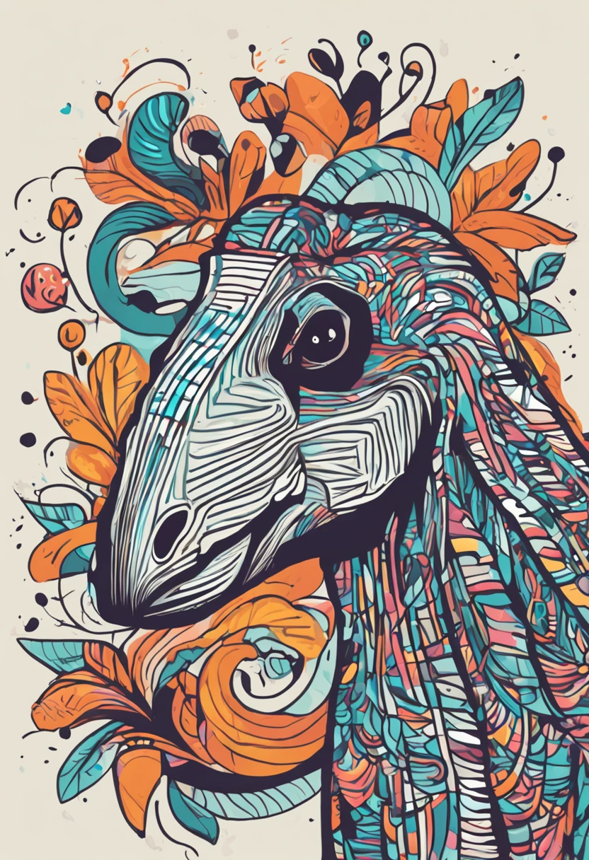um close up de um anteater correndo em um fundo colorido, Digital octopus , arte vetorial altamente detalhada, Jen Bartel, estilo de arte impressionante, estilo de arte vetorial, arte do Adobe Illustrator, Arte de Alessandro Pautasso, Arte vetorial HD, Horse, arte vetorial multicolorida, full-colour illustration, Bela arte UHD 4K, vibrant high contrast coloring, cute anteater