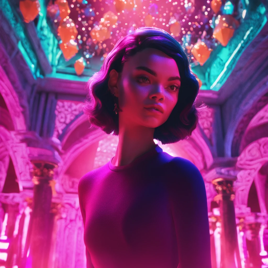 Royal sister，Headshot，Black shoulder-length hair，3d，𝓡𝓸𝓶𝓪𝓷𝓽𝓲𝓬，dreamy background，purpleish color，Day man
