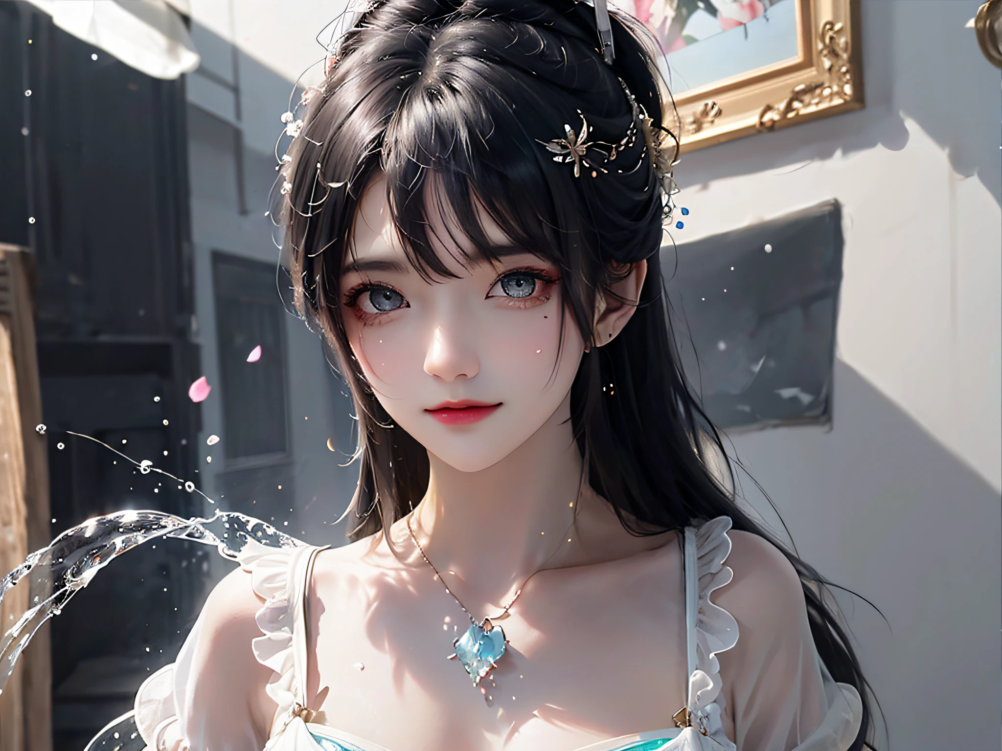 (Pink fashion T-Camisa,:1.9),(The color hair:1.8),(Rainbow all colors:1.8),(((Vertical painting:1.6))),(painting of a:1.6),frontage,comic strip,illustratio,painting of a,largeeyes,crystal-clear,(rainbow color gradient high ponytail:1.7),Delicatemakeup,Keep one's mouth shut,(Small Fresh:1.5),long eyelasher,White shoulder T-Camisa,,White Shoulder Shirt,looking at viewert,watery big eyes,(rainbow colour hair:1.6),Color splattering,(Solo exhibition:1.8),Color splattering,Color explosion,Color splattering,Color explosion,Thick lacquer finish,Messy lines,((Shiny,)),(a color,,),Thick lacquer style,(spatter)(colored splashing),Vertical painting,paint splatter,Acrylic Pigment,Gradient,Paintwork,Highest image quality,Highest image quality,tmasterpiece,独奏,depth of fields,facepaint,multicolored clothing,(ellegance:1.2),opulent,long whitr hair,ventania,(ellegance:1.3),(petals:1.4),(Master masterpieces))),(Best quality t))),((ultra - detailed)),(illustratio),(dynamic angle),((floatking)),(Paintwork),((Loose hair)),(Solo exhibition),(1female),gigantic cleavage breasts, ((Super breast lift:1.4)),cleavage,Protruding(Detailed anima face))),((beautifull detailed face)),collars,Shoulders exposed,whaite hair,((The color hair)),(Striped hair)),美丽细致的眼睛,(Gradient eyes),((Colored eyes))),((coloured background))),(high saturated))),((Be surrounded by colorful splashes))),(Hanfu)