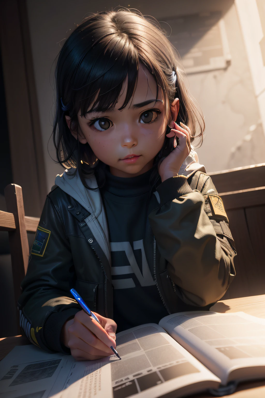 ((Melhor qualidade)), ((obra-prima)), (detalhado: 1.4), 3D, an image of a reading the cyberpunk bible,HDR (High Dynamic Range),Ray Tracing,NVIDIA RTX,Super-Resolution,Unreal 5,Subsurface dispersão, Textura PBR, Post-processing, anisotropic filtering, Profundidade de campo, Maximum clarity and sharpness, Texturas multicamadas, Albedo e mapas especulares, surface shading, Accurate simulation of light-material interaction, perfectly proportions, Octane Render, Two-tone lighting,Abertura ampla,ISO baixo,White balance,thirds rule,8K RAW,