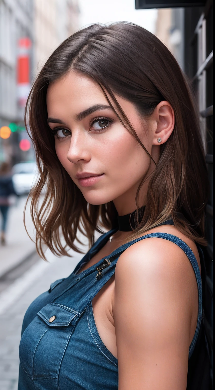 Full face portrait photo of a 25-year-old Belgian girl, .RAW, gorgeous woman, halboffene Erdbeerlippen, Lippen in dunkelroter farbe mit Helligkeit, dimple, wistful look, Military Tattoo, (extra langes, glattes schwarzes Haar), ((detailliertes Gesicht)), ((detailed facial features)), (fein detaillierte Haut), hellbraune Haut, (bh zeigt arsch), runder Bunbum, Nocturnal environment in the city, (coole farben), feucht, Reflexionen, (Meisterwerk) (perfect aspect ratio)(Realistisches foto)(best quality) (Detailliert) fotografiert mit einer Canon EOS R5, 50-mm-Objektiv, f/2.8, HDR, (8K) (Tapete) (filmische Beleuchtung) (Dramatische Beleuchtung) (Scharfer fokus) (kompliziert), .RAW-foto, .RAW-foto, Giganhad foto, posing for camera, 8K UHD, DSLR, High quality, Getreidefolie, fujifilm XT3