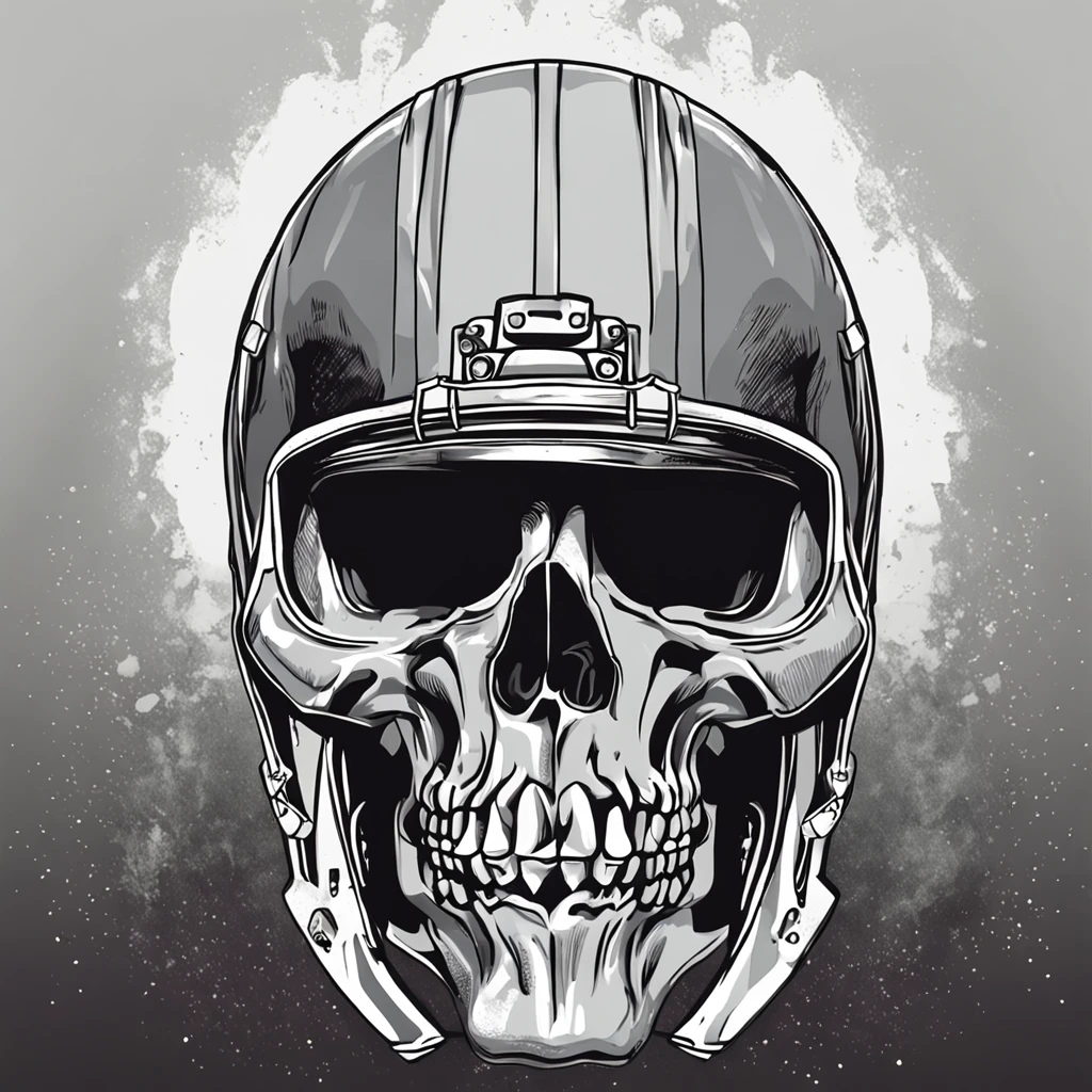 Ready to print high-quality vector artwork of a simple grey football helmet adorned by a human skull.