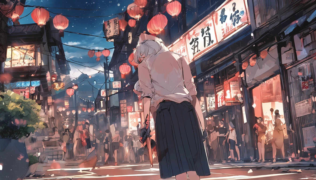 A beauty in the style of Japanese manga，With temptation，Dance under the starry night，Intoxicating，Full body photo