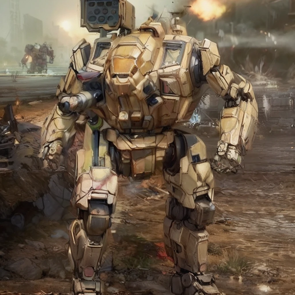 was-battletech, photo realisitc,
best quality, masterpiece, highly detailed ,ultra-detailed, RAW, analog style, (Bmecha no humans:1.3), sharp focus, volumetric fog, 8k uhd, dslr, high quality, film grain, Fujifilm XT3
masculine giant robot standing in a field, battlemech, mech, 
((8k, RAW photo, highest quality, realistic:2, masterpiece, ultra high resolution, CG 8K wallpapers)), physics-based rendering, centered full body,
explosion everywhere